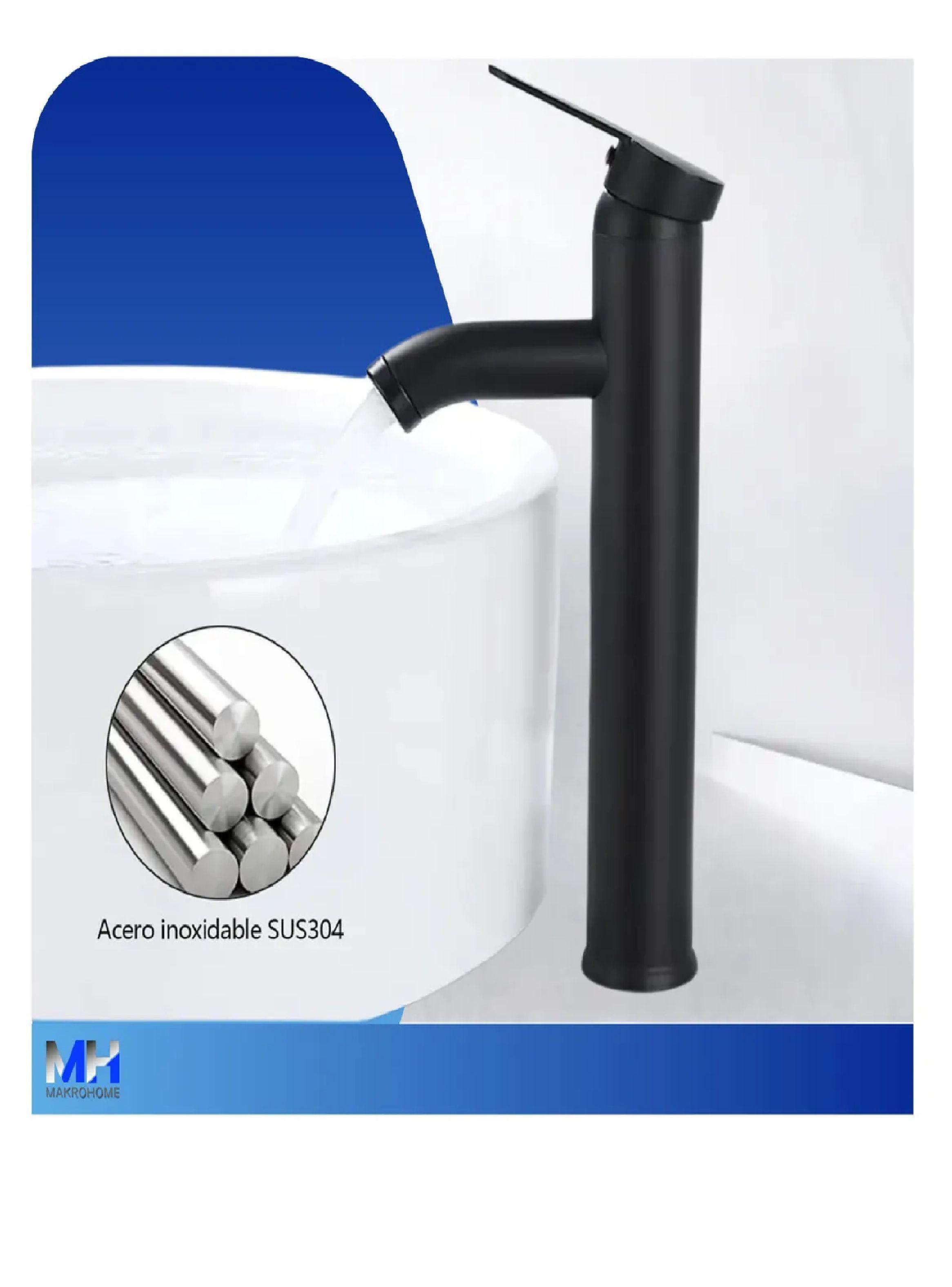 Llave Monomando Lavatorio Alto Notte Negro Griferia Premium-3