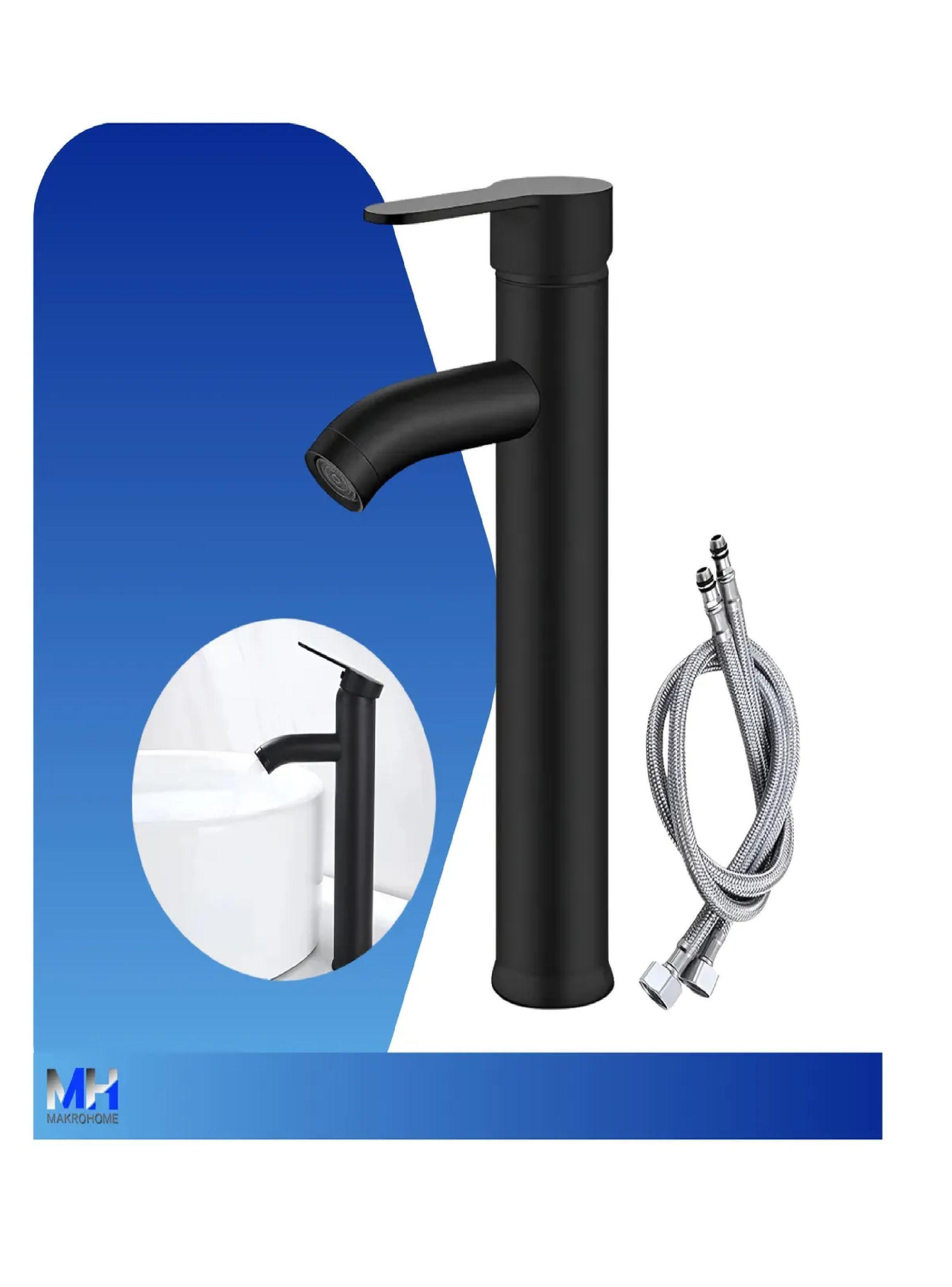 Llave Monomando Lavatorio Alto Notte Negro Griferia Premium-4