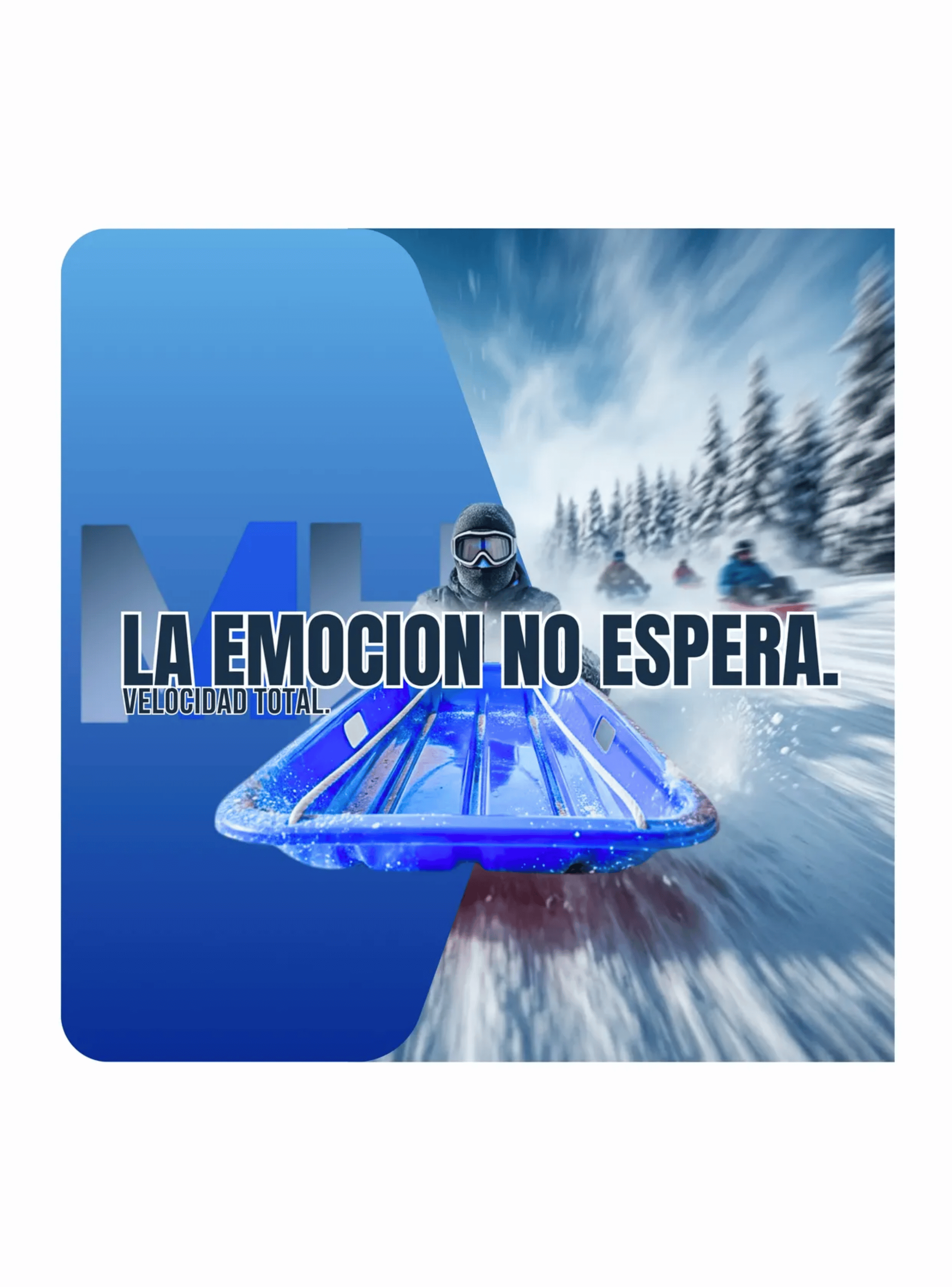 Trineo De Nieve Pl stico Con Cuerda 88cm Color Azul-3