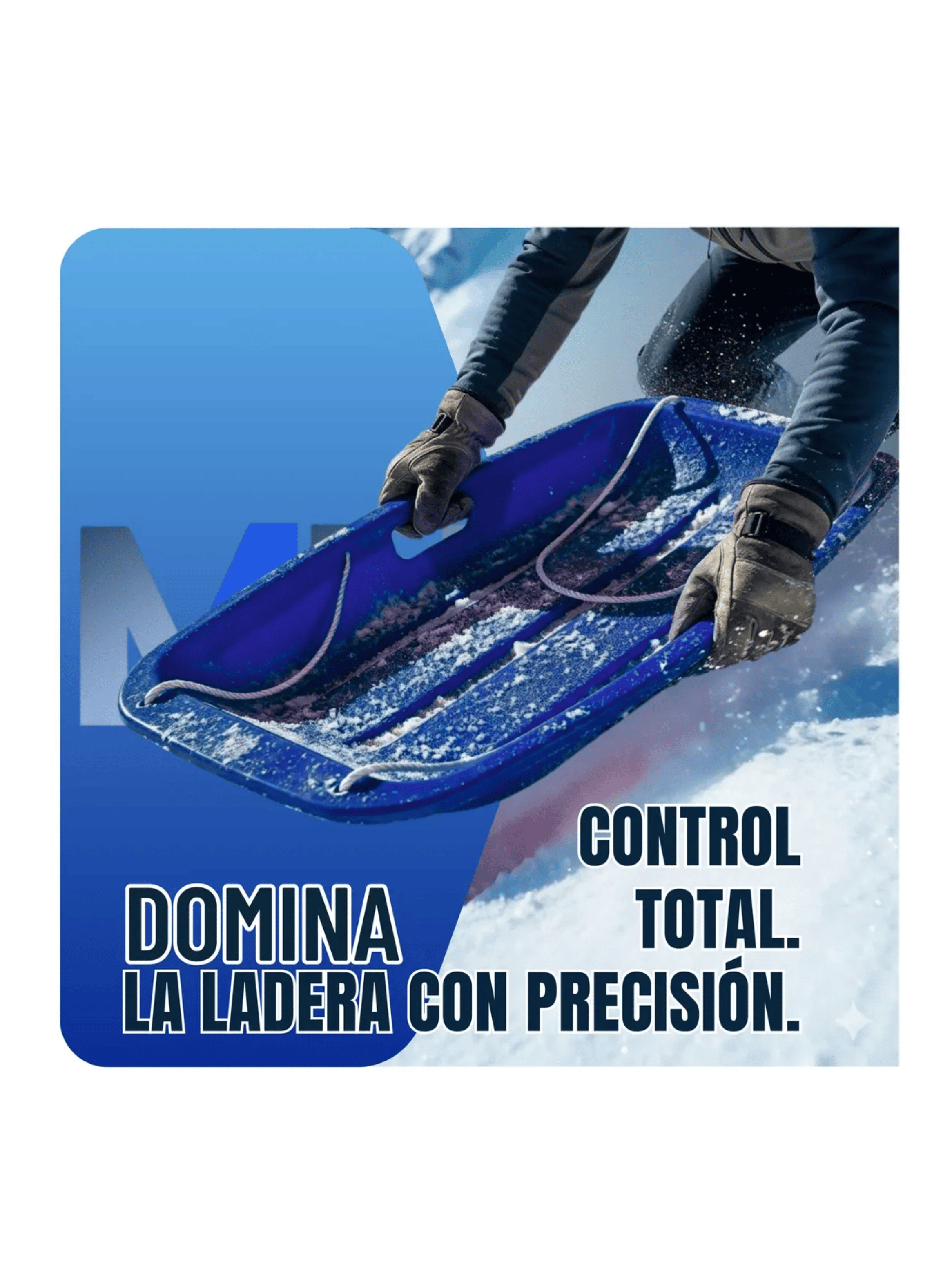 Trineo De Nieve Pl stico Con Cuerda 88cm Color Azul-4