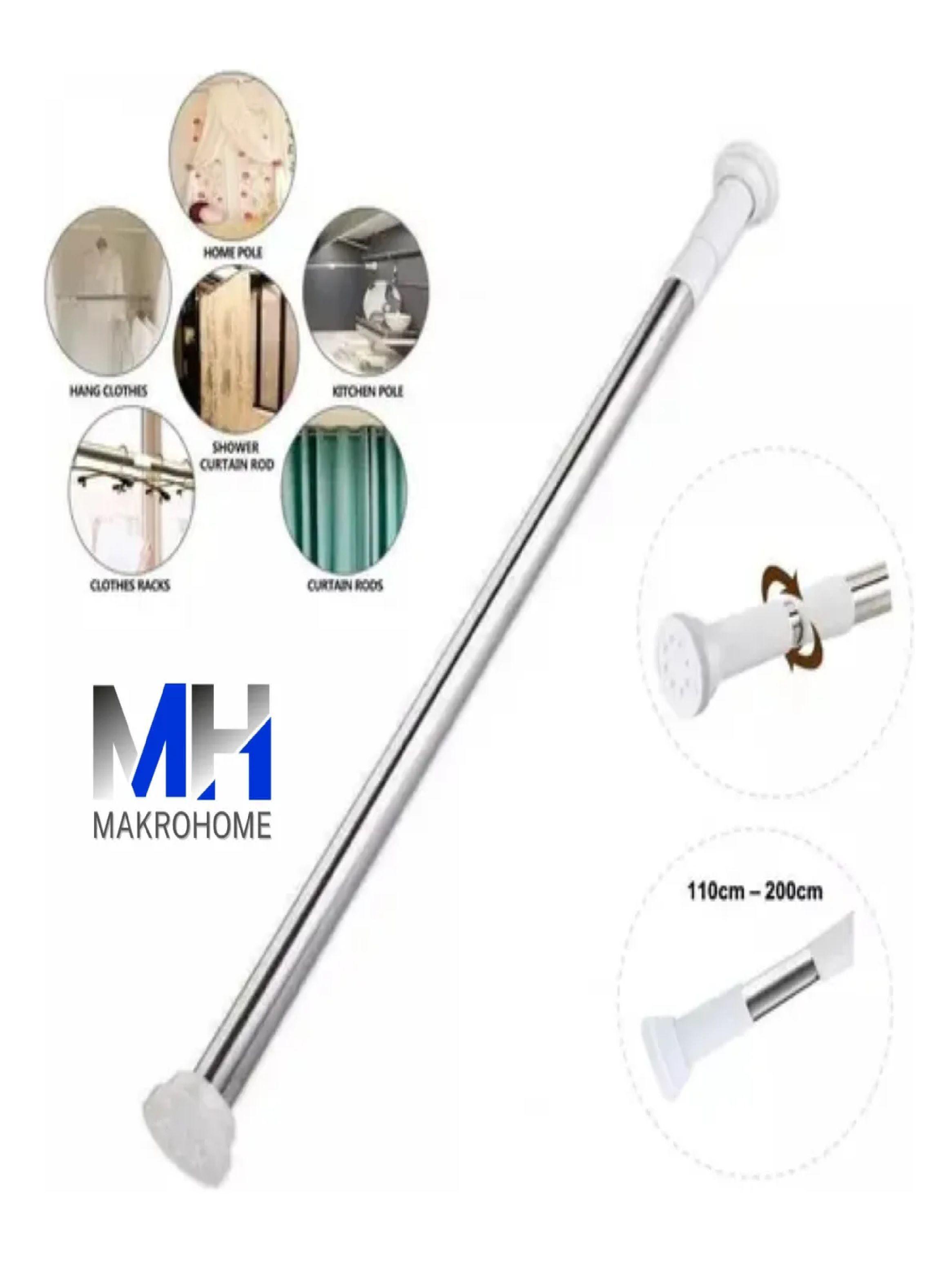 Barra Cortina Baño Ducha Extensible 110-200cm Acero Cromada-4