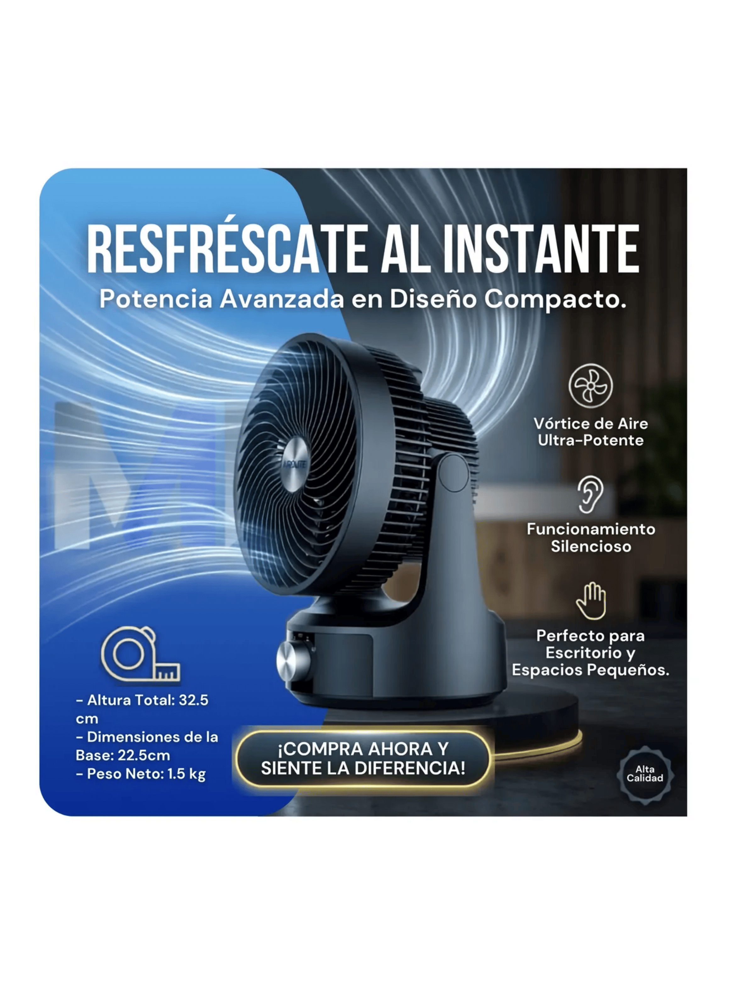 Ventilador Sobremesa 360 Turbo 8 Pulgadas Airolite Vst08 45w-5
