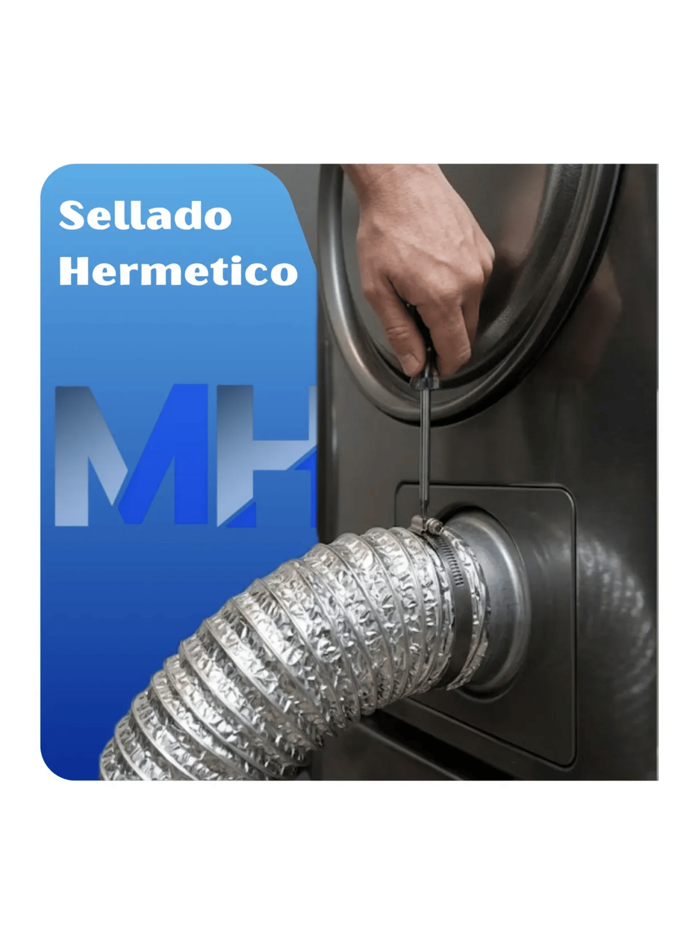 Kit Ducto Flexible Aluminio 4 PuLG 2 Abrazaderas Inoxcrome-3