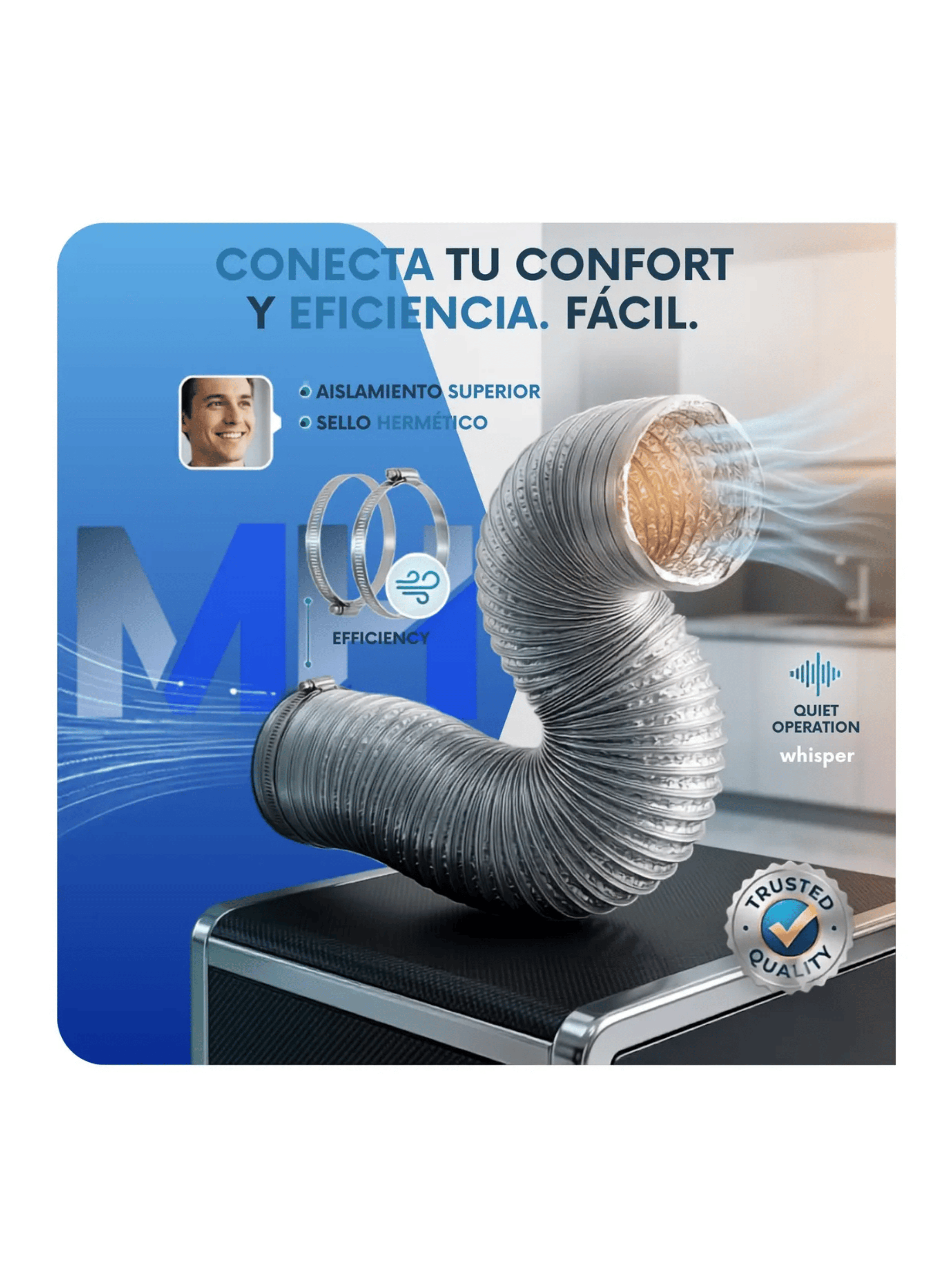 Kit Ducto Flexible Aluminio 4 PuLG 2 Abrazaderas Inoxcrome-5