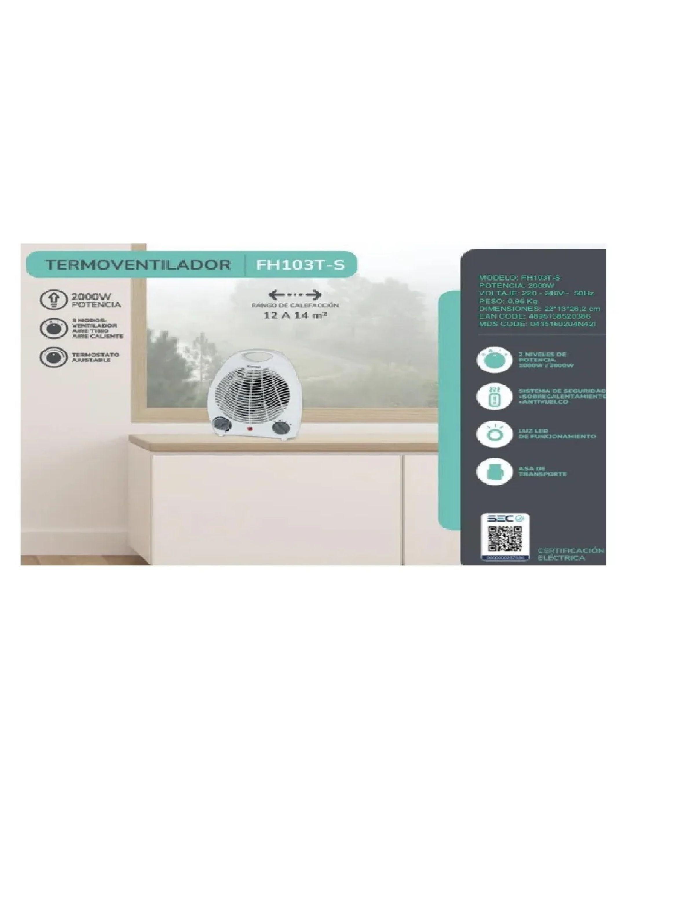 Termoventiador Vertical Calefactor Kendal Fh-103ts 3 Niveles-6