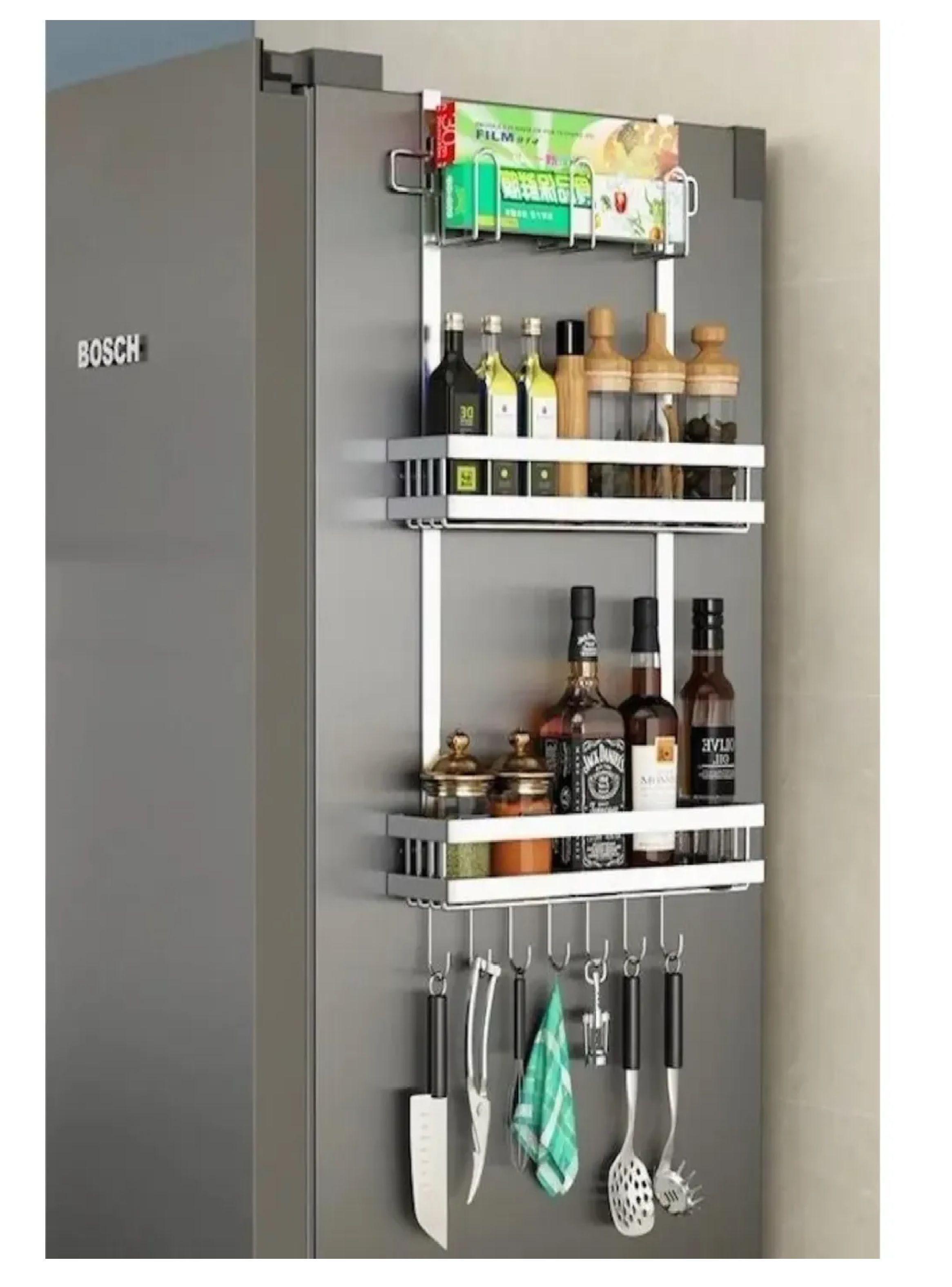 Organizador Lateral Refrigerador Estante Multiuso Plateado-0