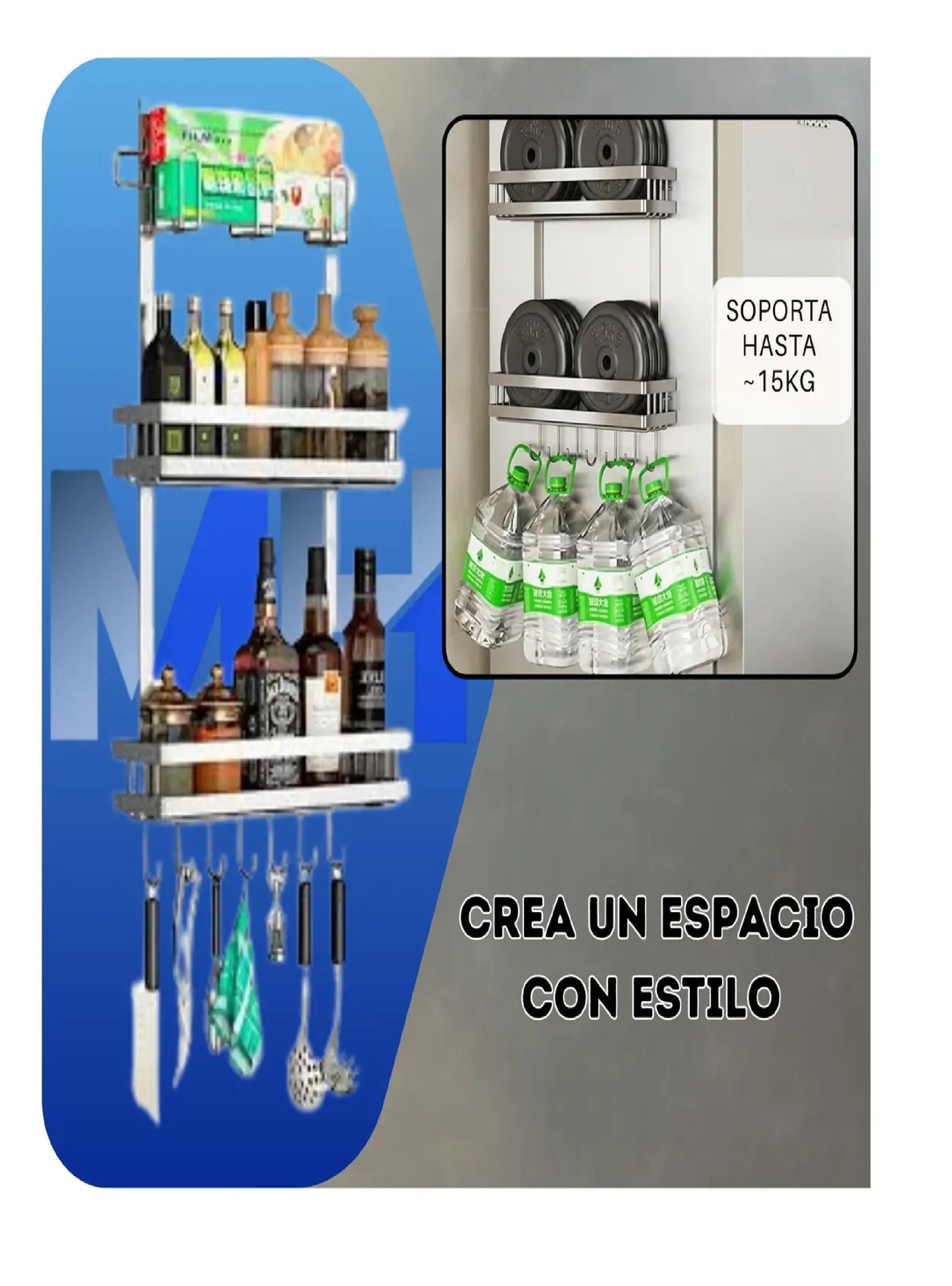Organizador Lateral Refrigerador Estante Multiuso Plateado-2