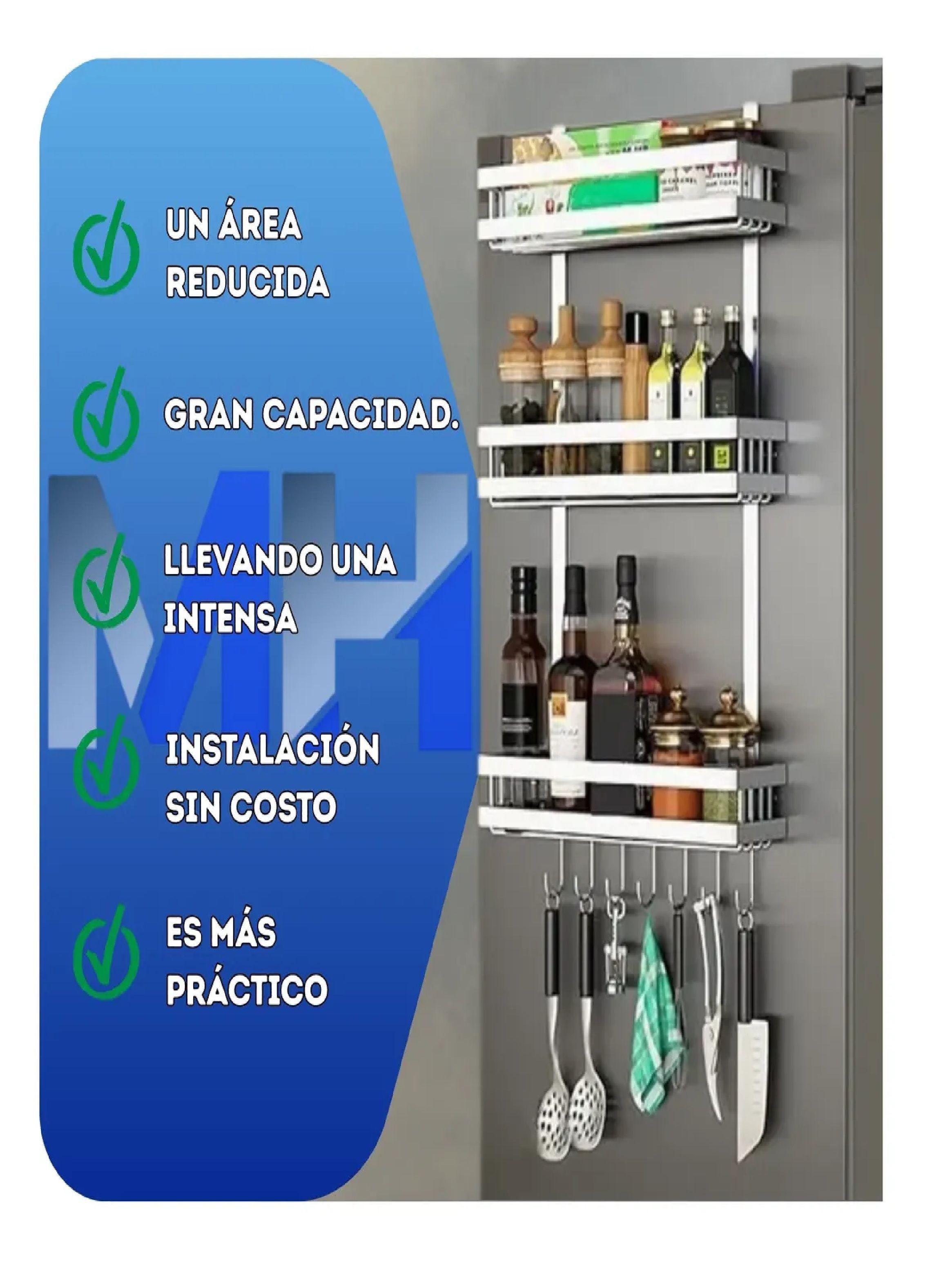 Organizador Lateral Refrigerador Estante Multiuso Plateado-4