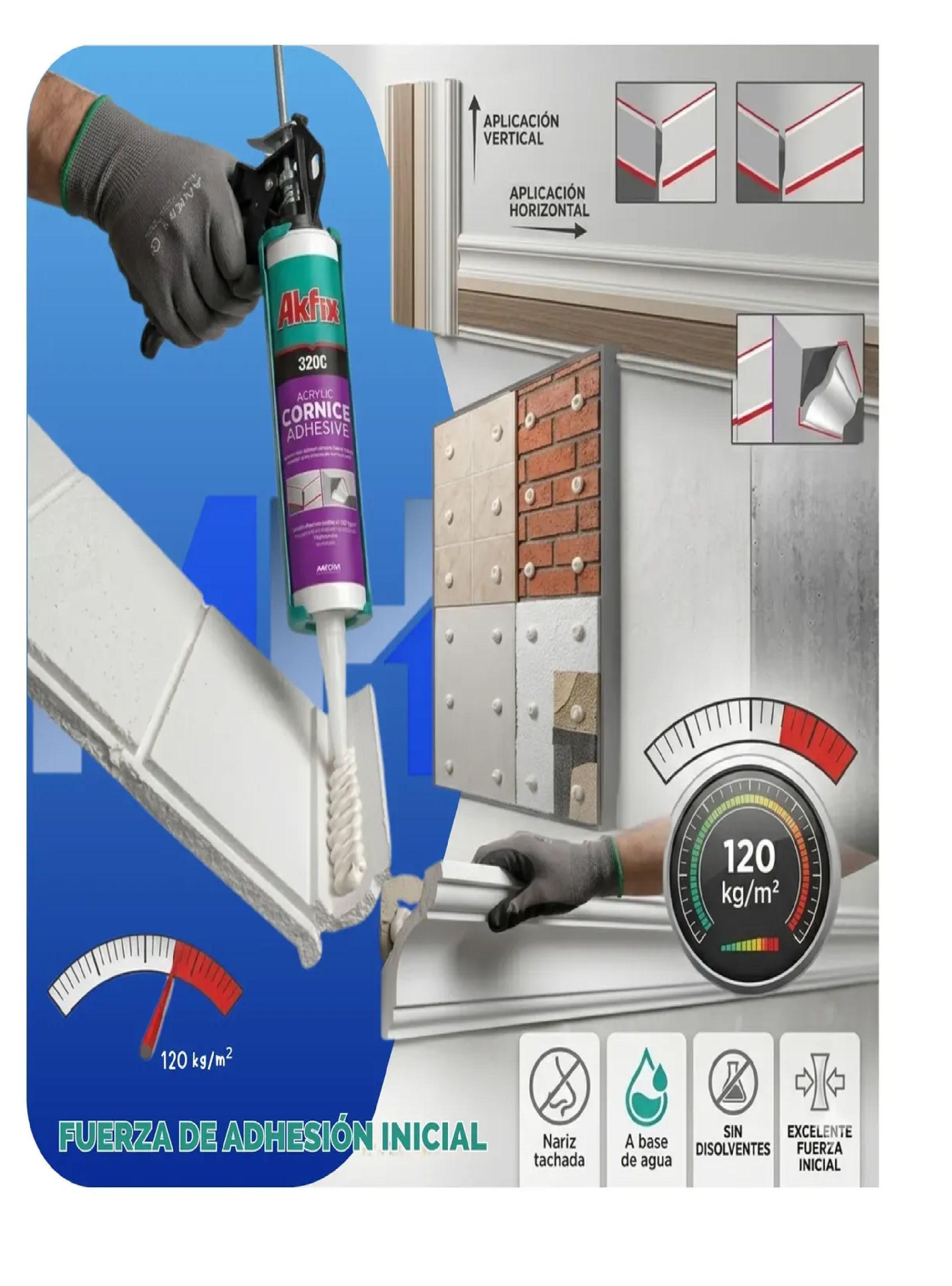 Pack 6 Adhesivo Para Cornisas Y Poliestireno Akfix 320c 310m-5