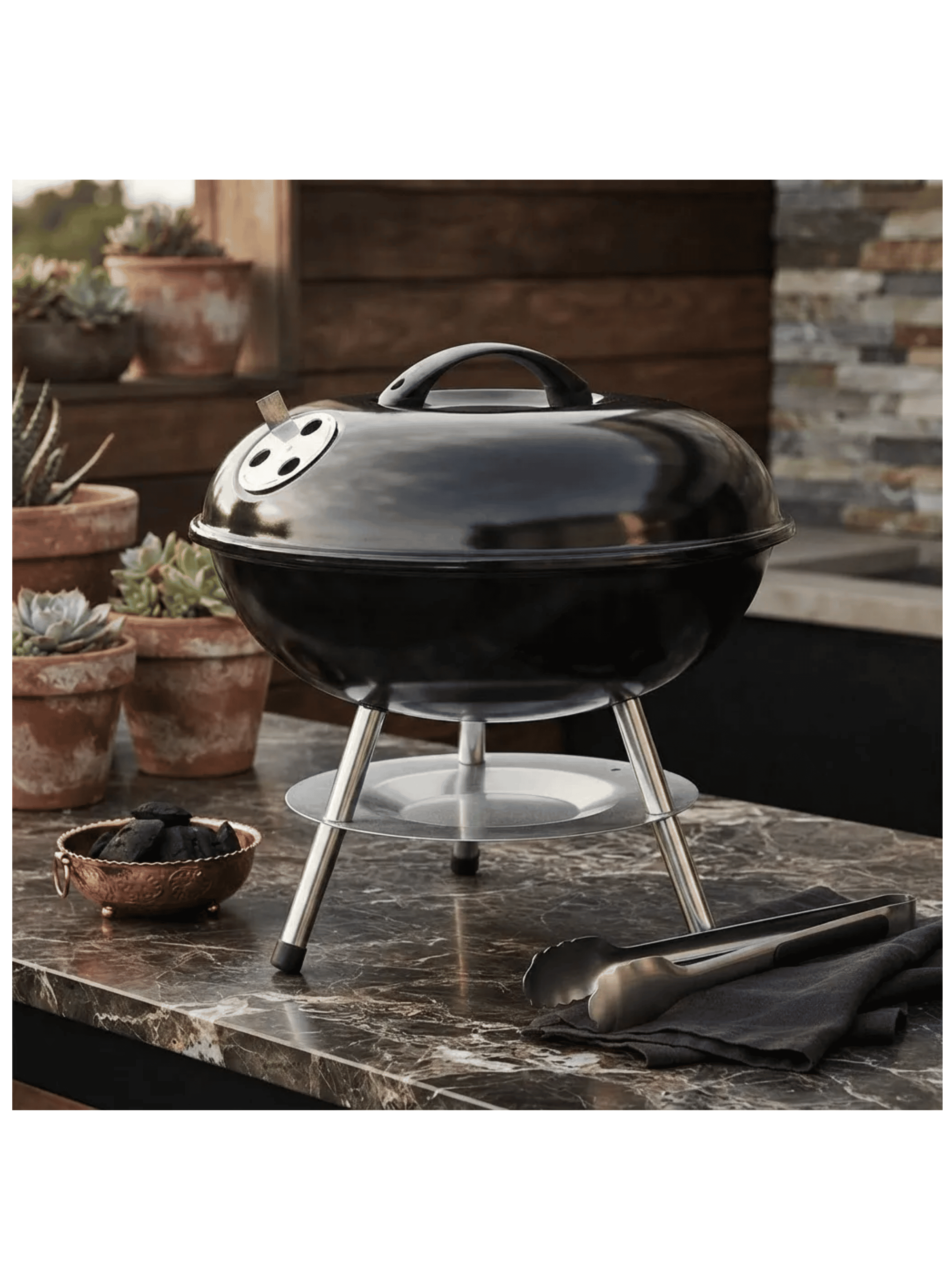 Parrilla A Carbon Portatil Redonda 35cm Hierro Beef Maker-0