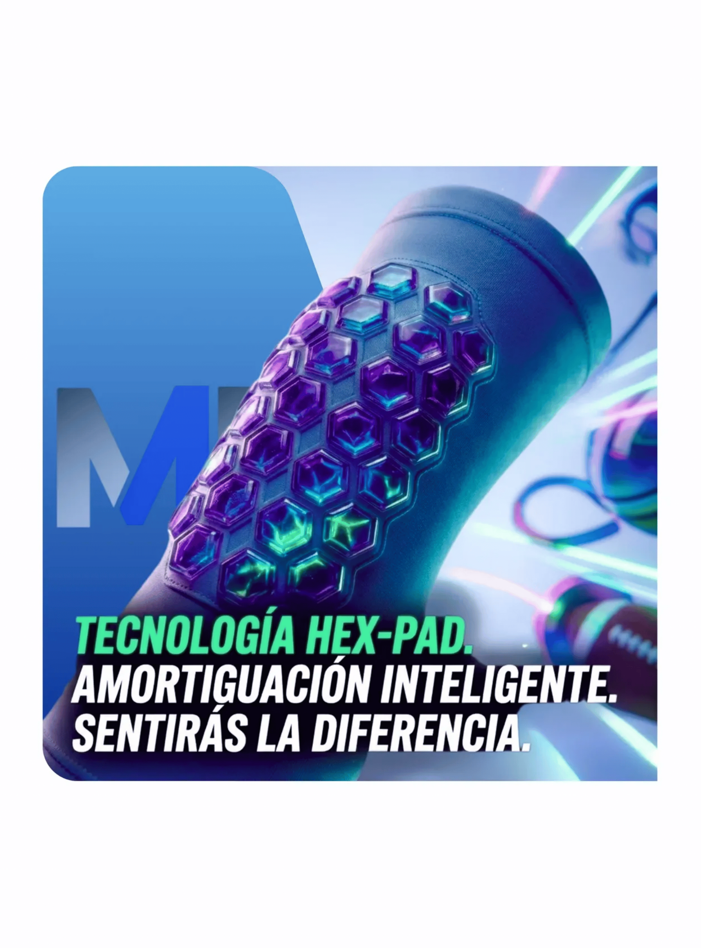 Pantorrilla Manga Compresion Espinillera Panal Futbol Deportivo Azul Talla L-2