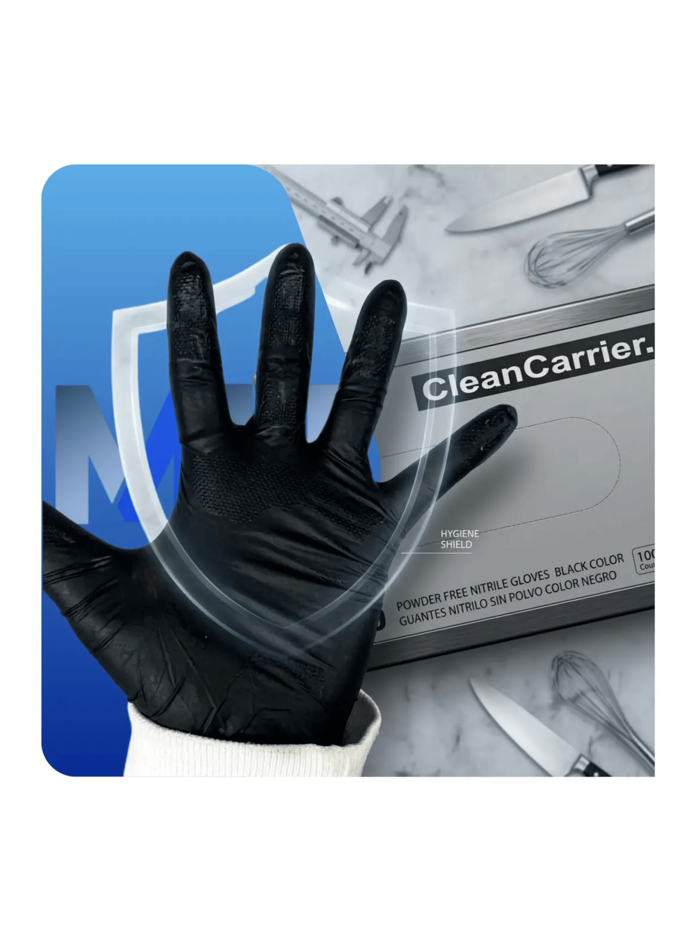Guantes Nitrilo Negro Sin Polvo Talla Xl Cleancarrier 1000u-4