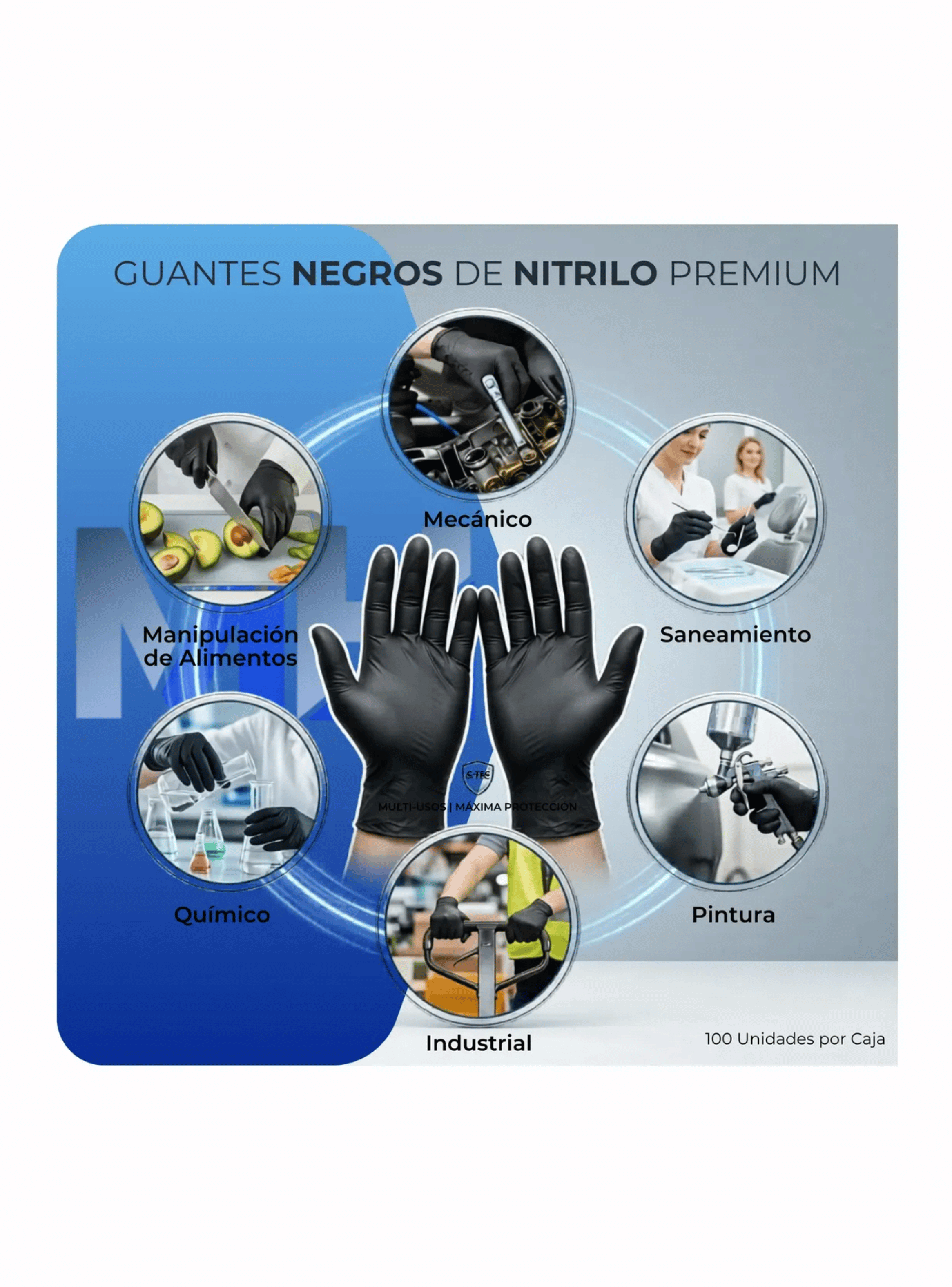 Guantes Nitrilo Negro Sin Polvo Talla Xl Cleancarrier 1000u-5