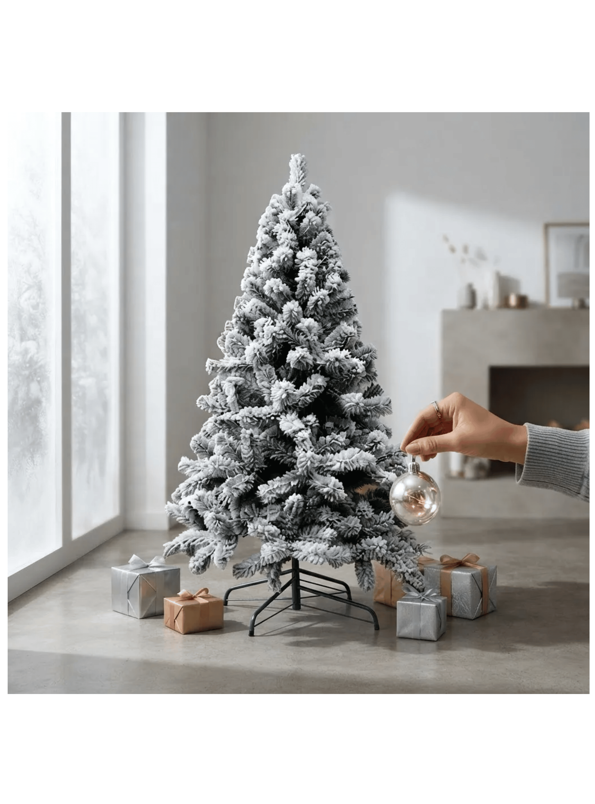 Arbol De Navidad Nevado 180 Cm 1 8 Metros Base Metalica-0