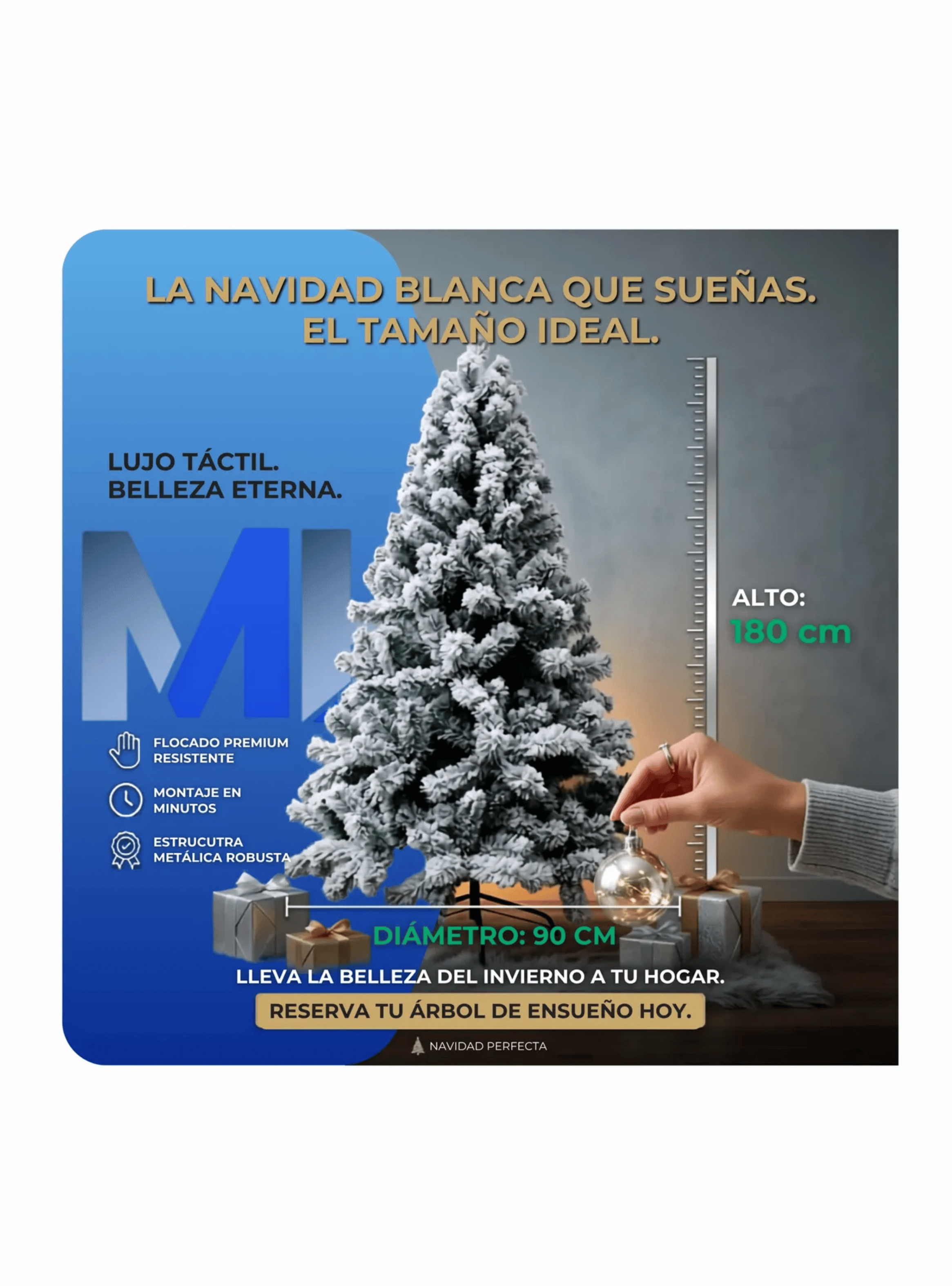 Arbol De Navidad Nevado 180 Cm 1 8 Metros Base Metalica-1