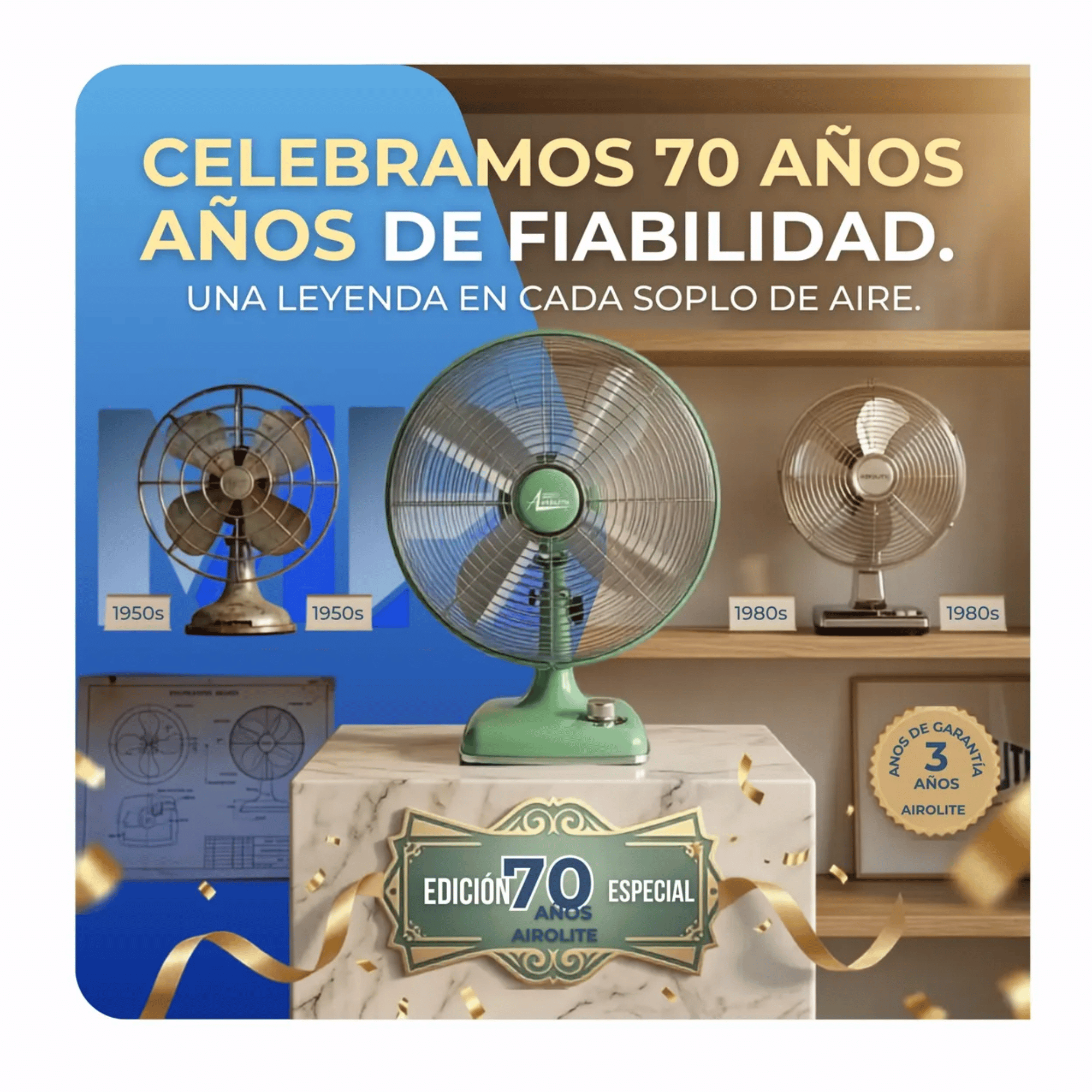 Ventilador Sobremesa Retro Airolite V12sr Verde 70 Anos 35w-5