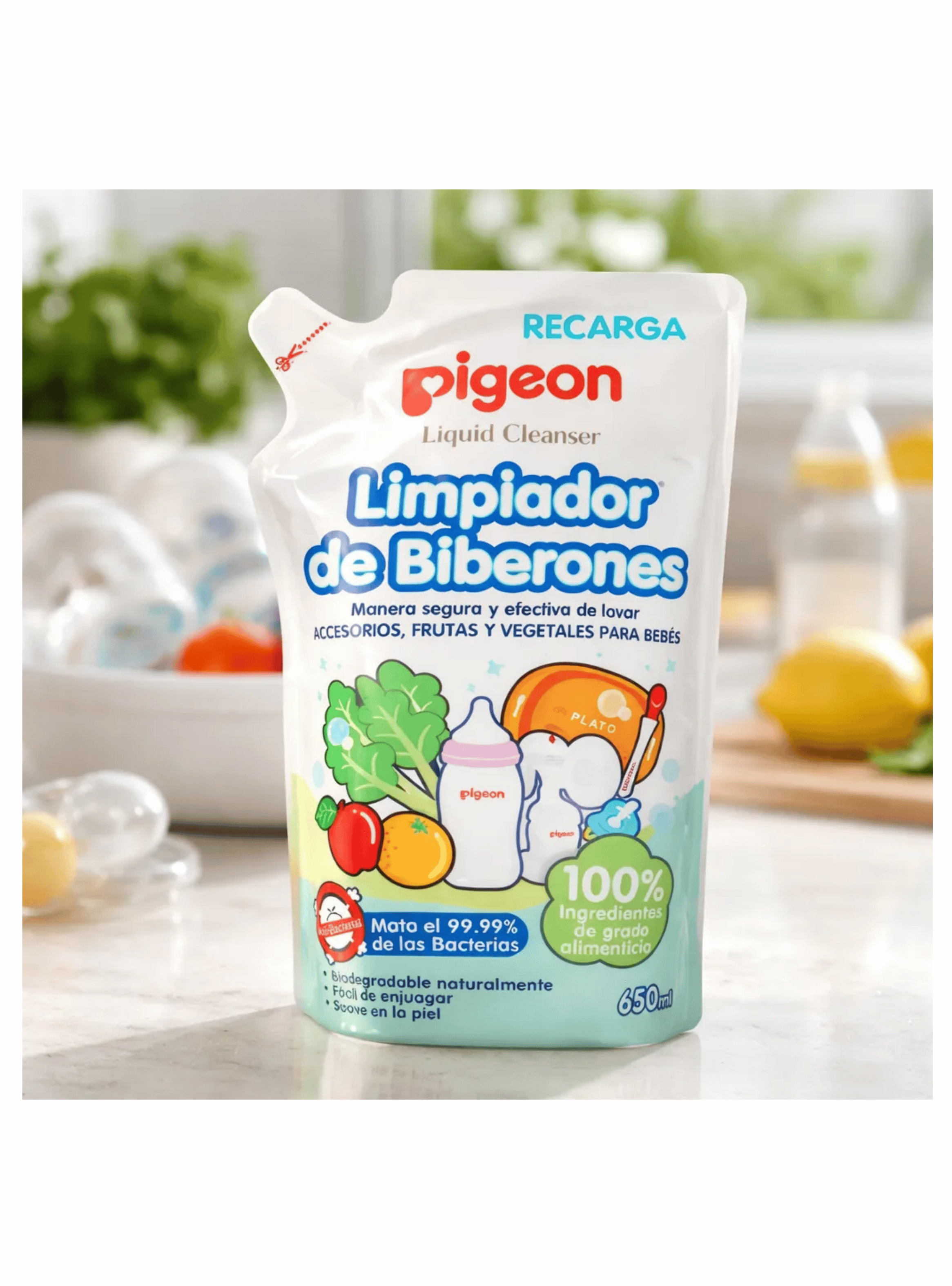 Limpiador De Biberones Accesorios Fruta 650ml Recarga Pigeon-6