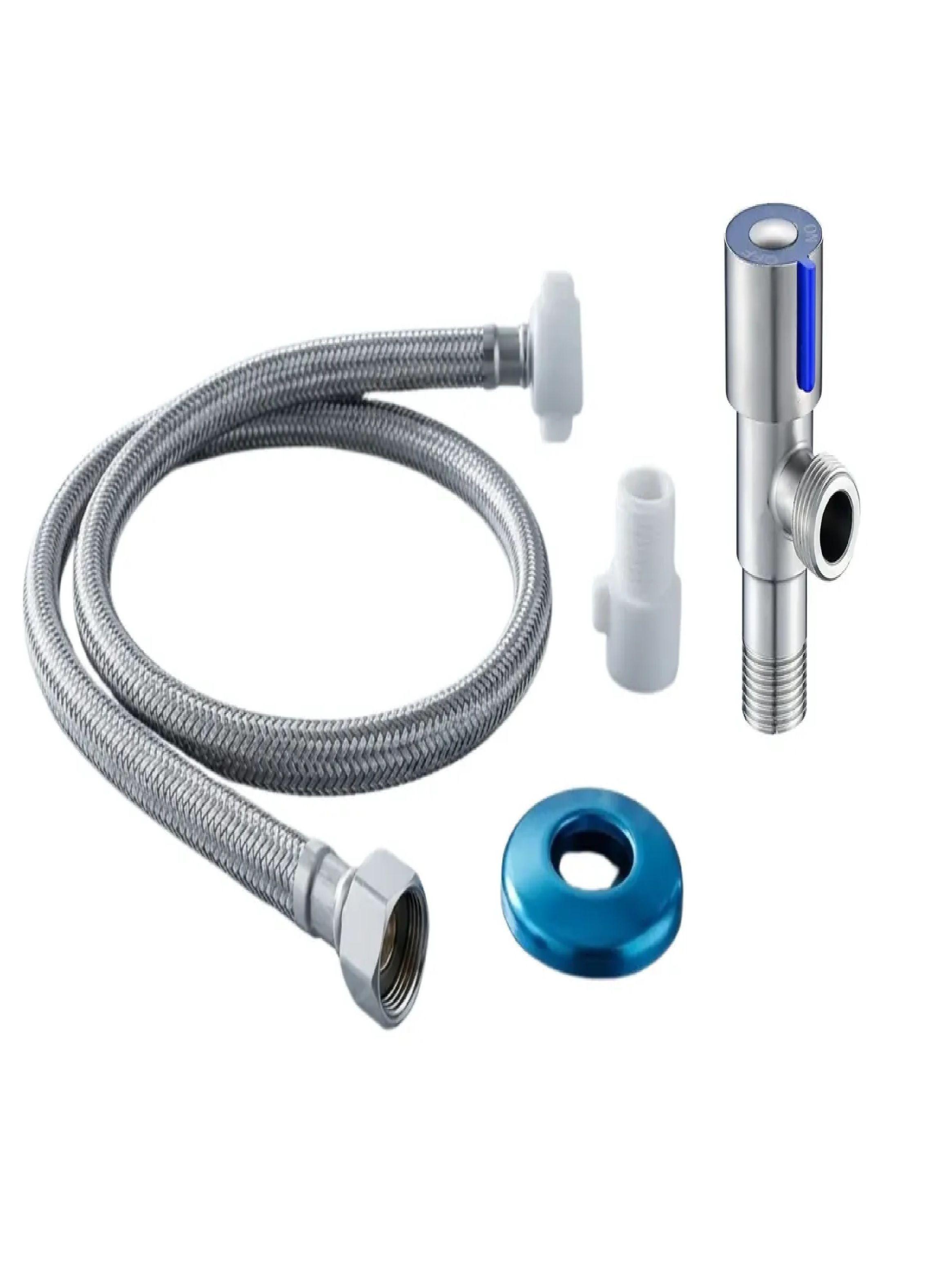 Llave Angular Laton + Flexible Acero Inox 30cm Wc 1/2x15/16-0