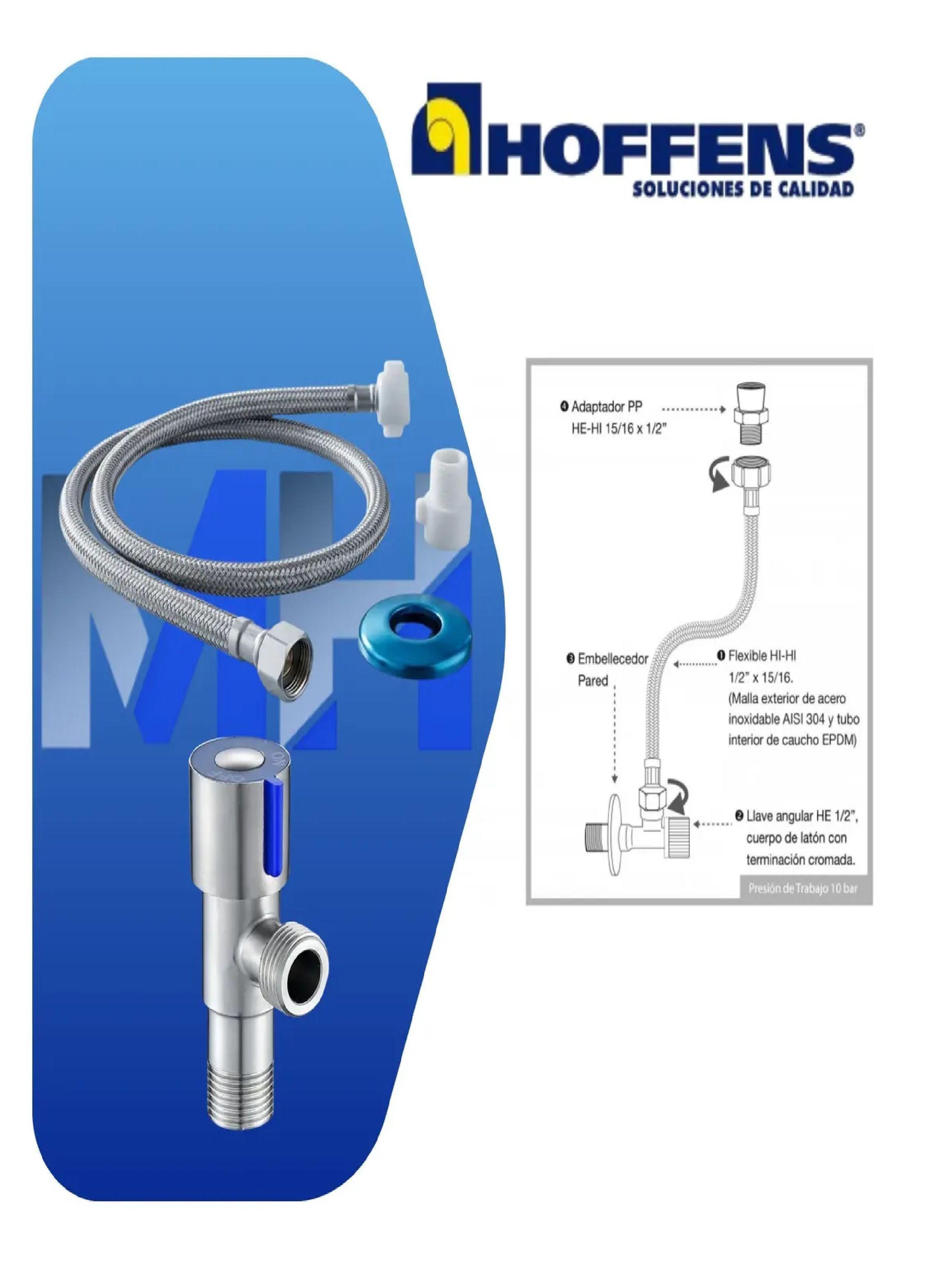 Llave Angular Laton + Flexible Acero Inox 30cm Wc 1/2x15/16-4