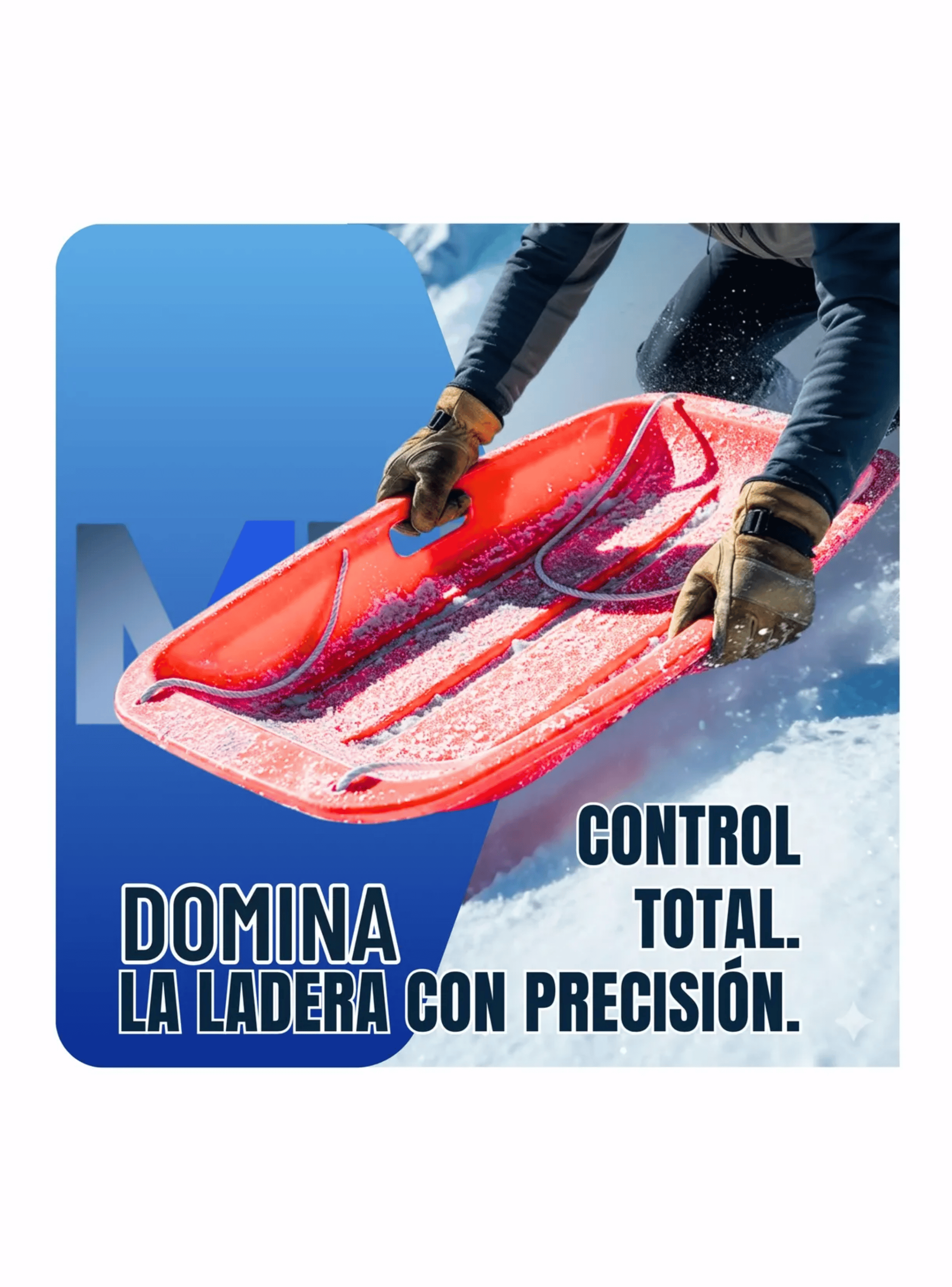 Trineo De Nieve Pl stico Con Cuerda 88cm Color Rojo-4