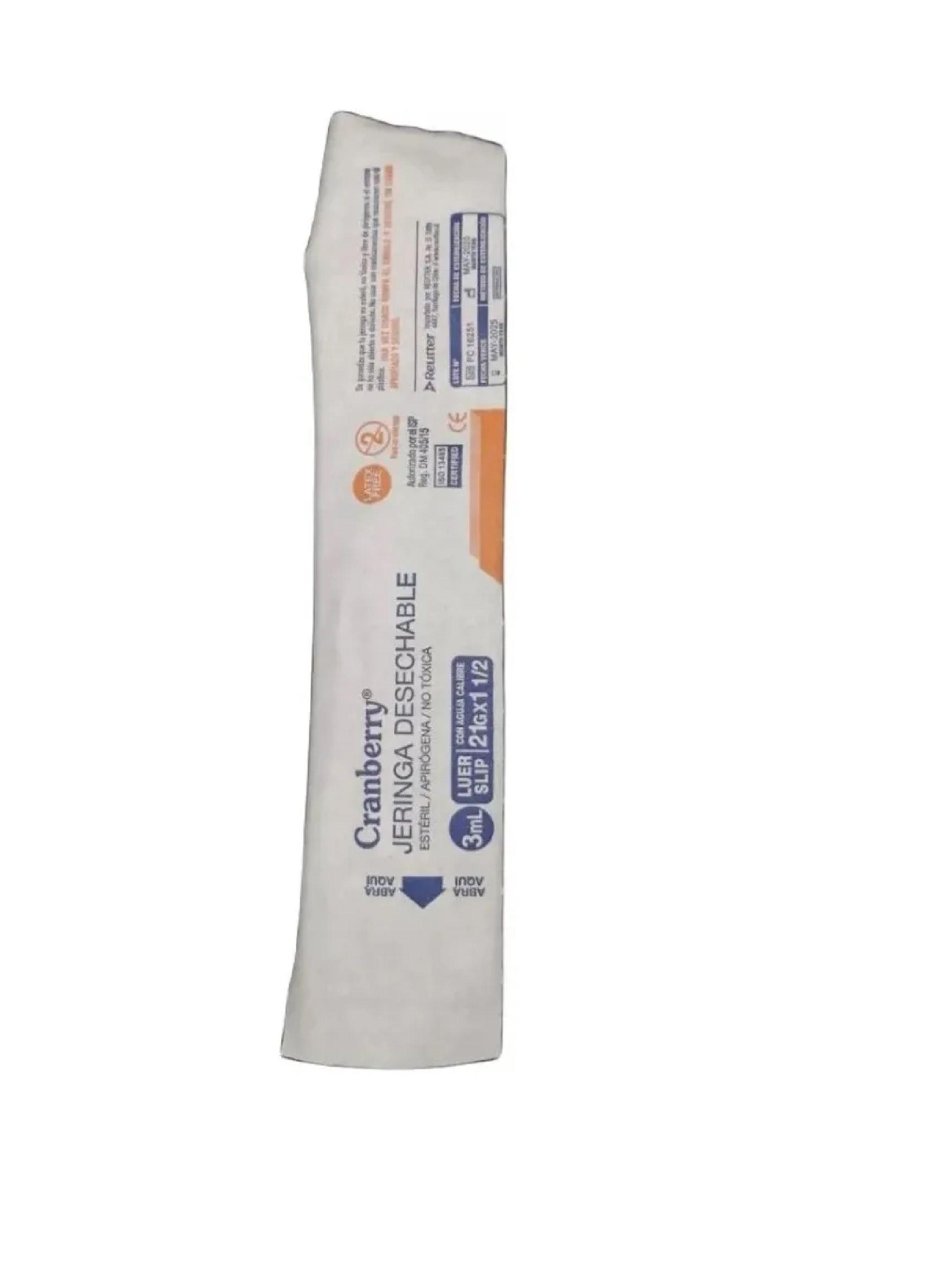 Jeringa Desechable Luer Slip 3cc 21g X 1 1/2 Cranberry X 100-3