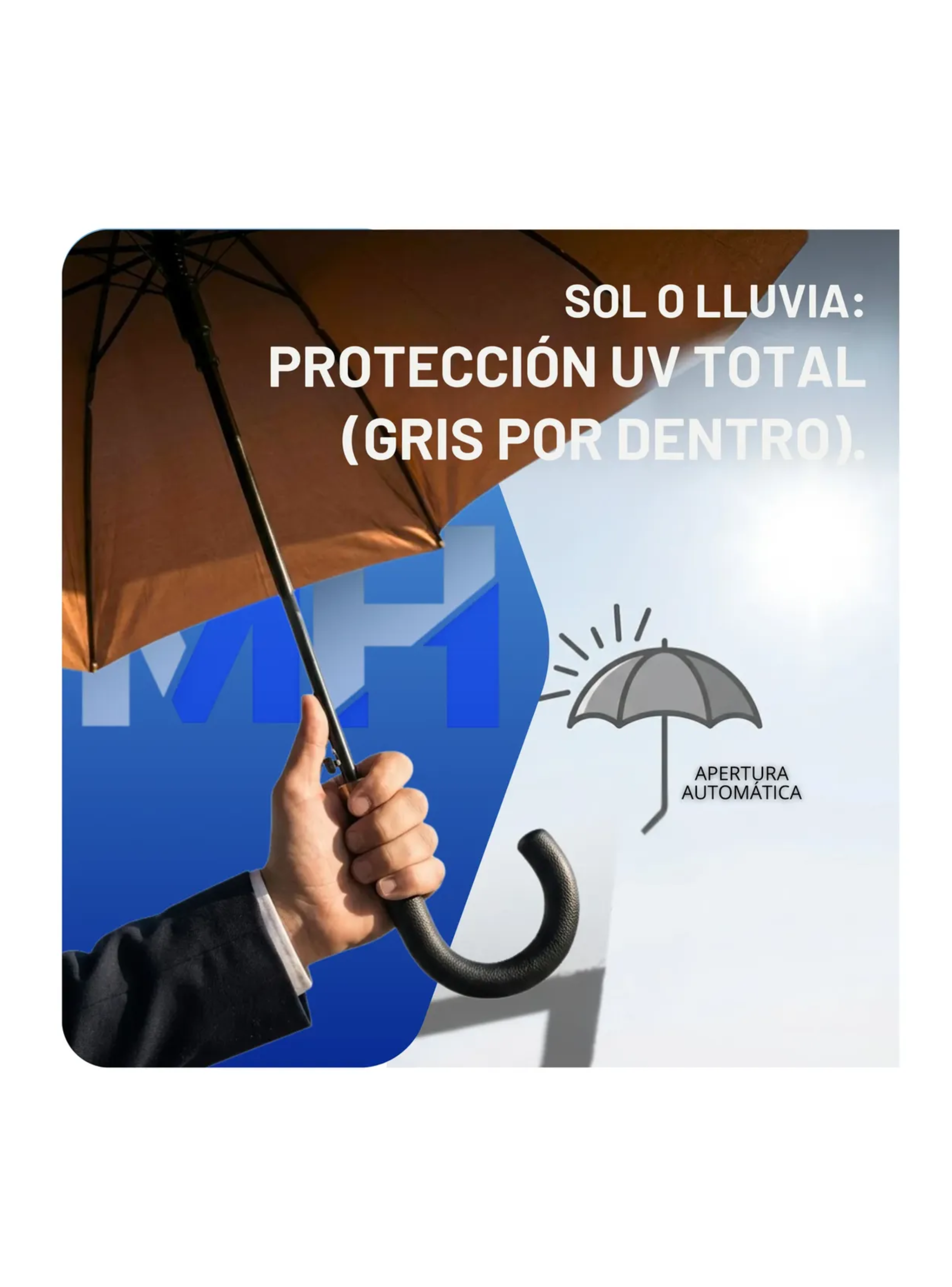 Paraguas Ejecutivo Automatico 100cm Proteccion Uv Reforzado Marron-1