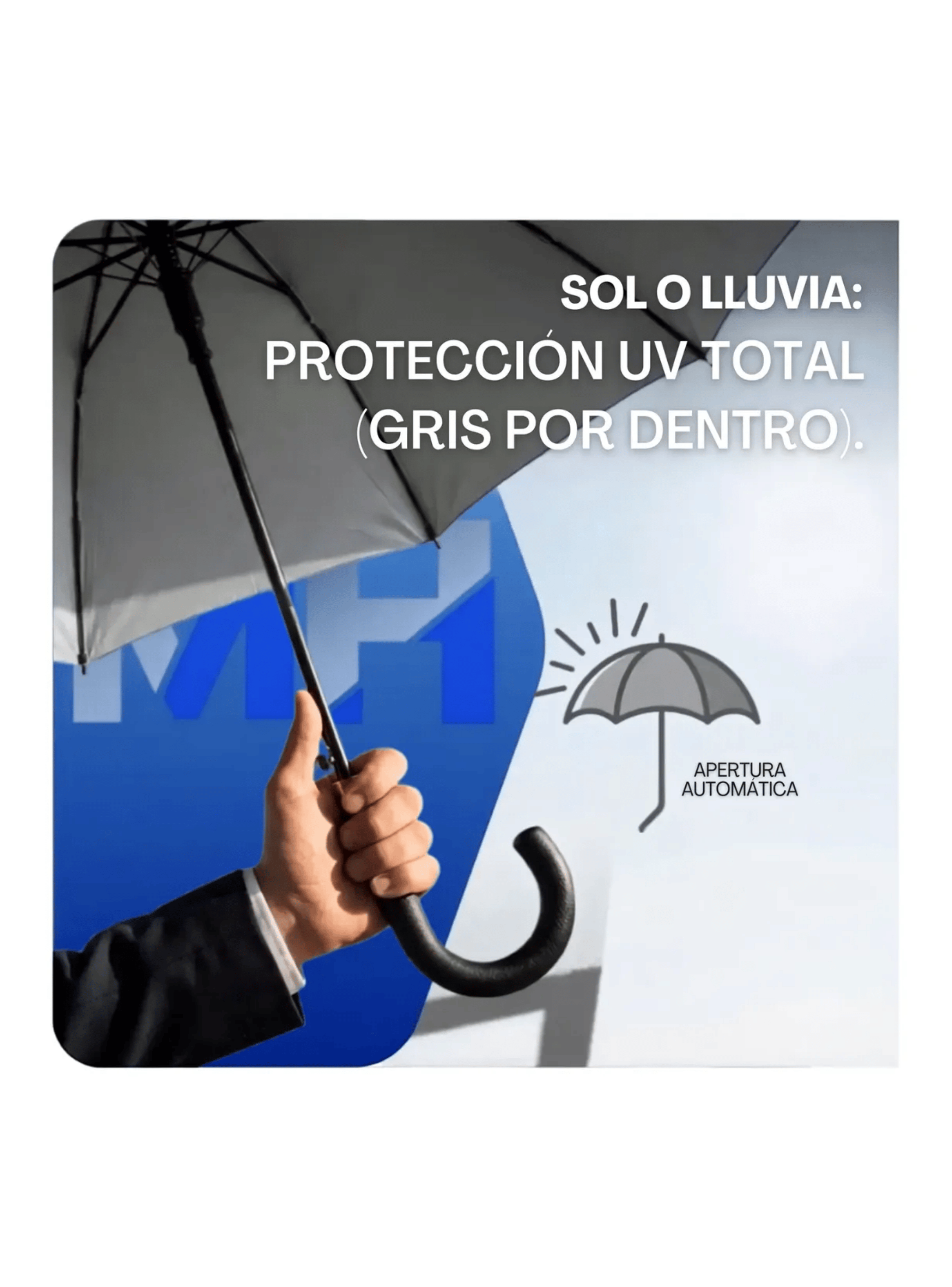 Paraguas Ejecutivo Automatico 100cm Proteccion Uv Reforzado Marron-2
