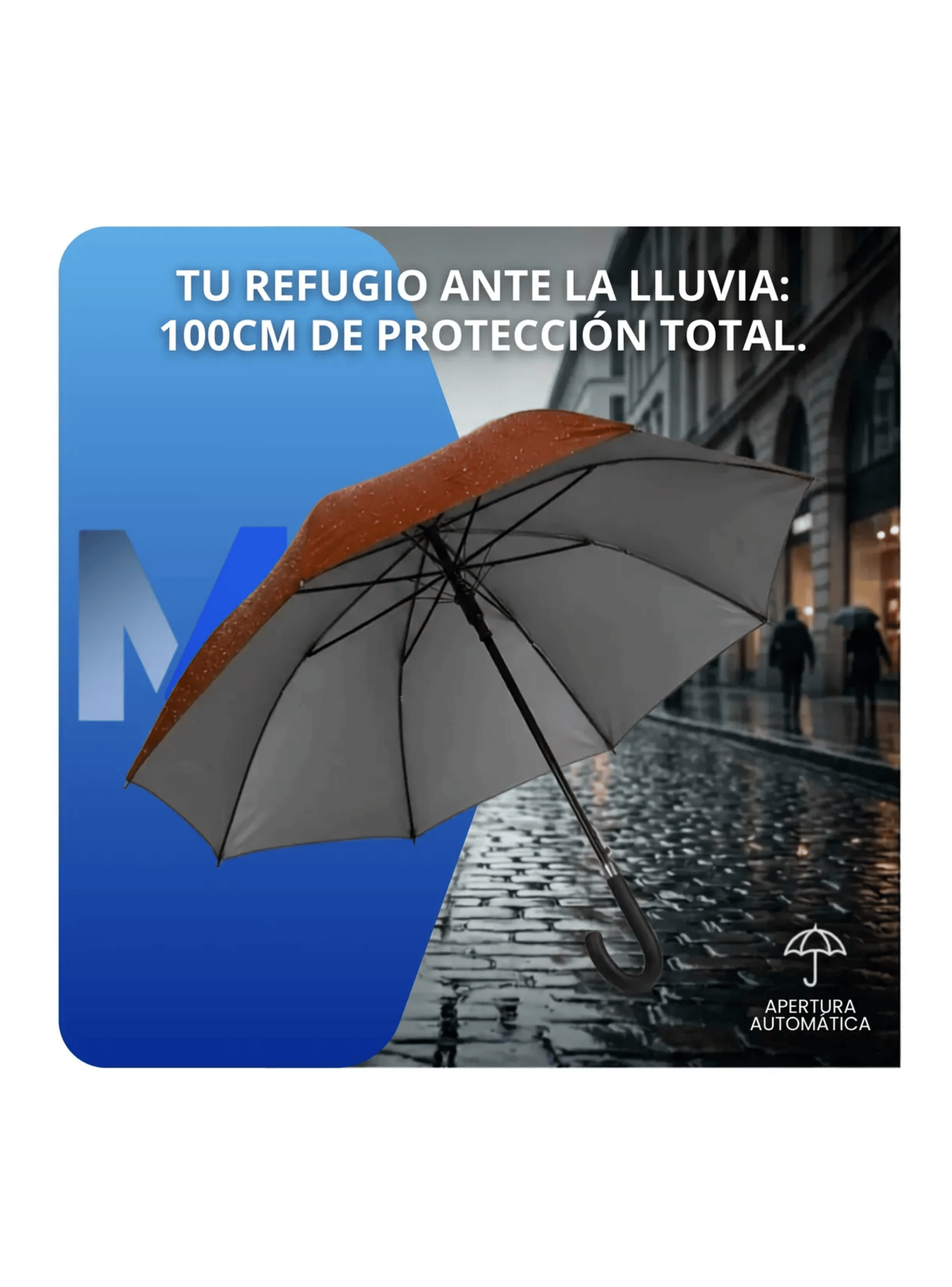 Paraguas Ejecutivo Automatico 100cm Proteccion Uv Reforzado Marron-3
