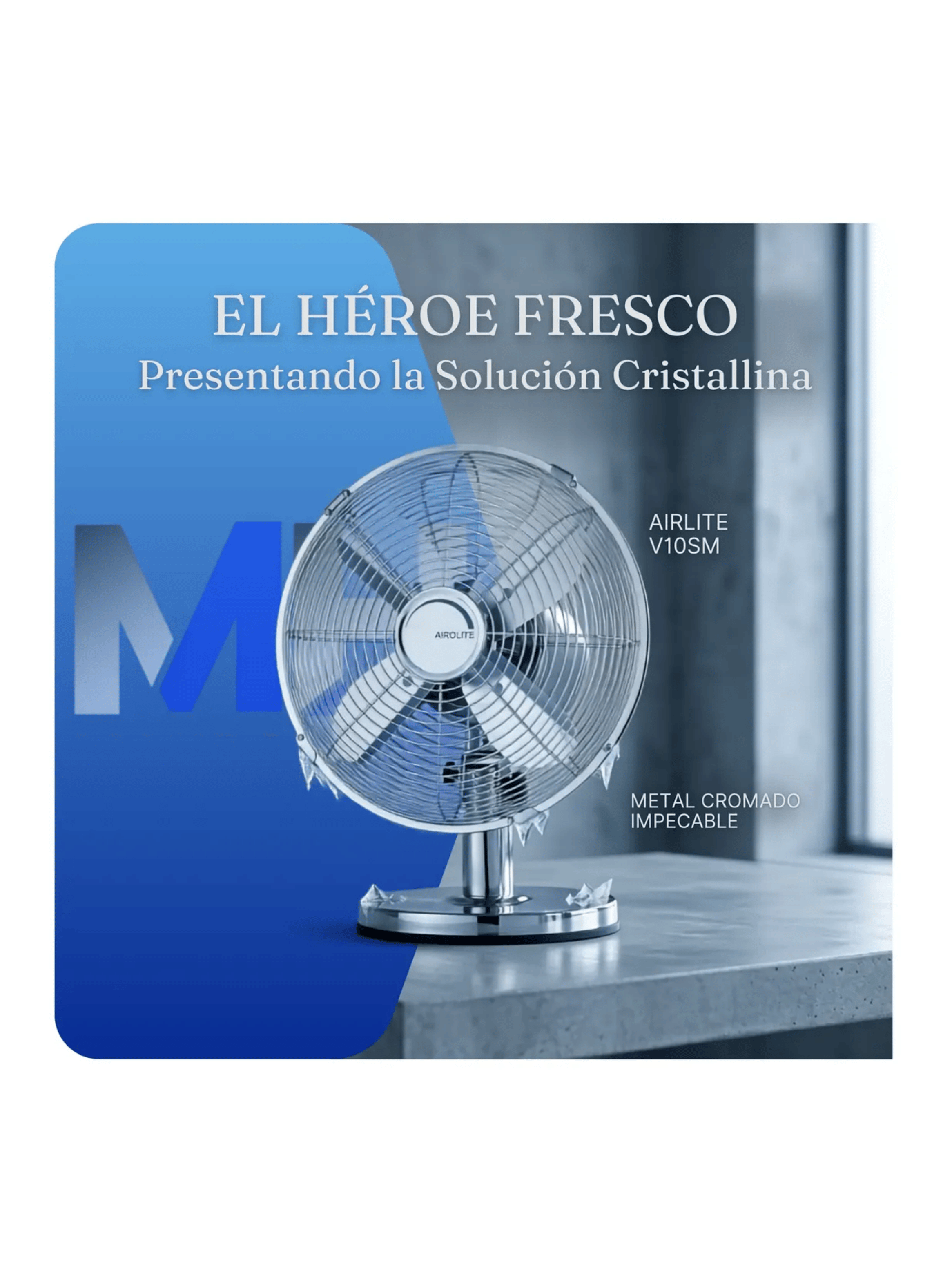 Ventilador Sobremesa 10 Pulgadas Airolite V10sm Metalico 30w-3