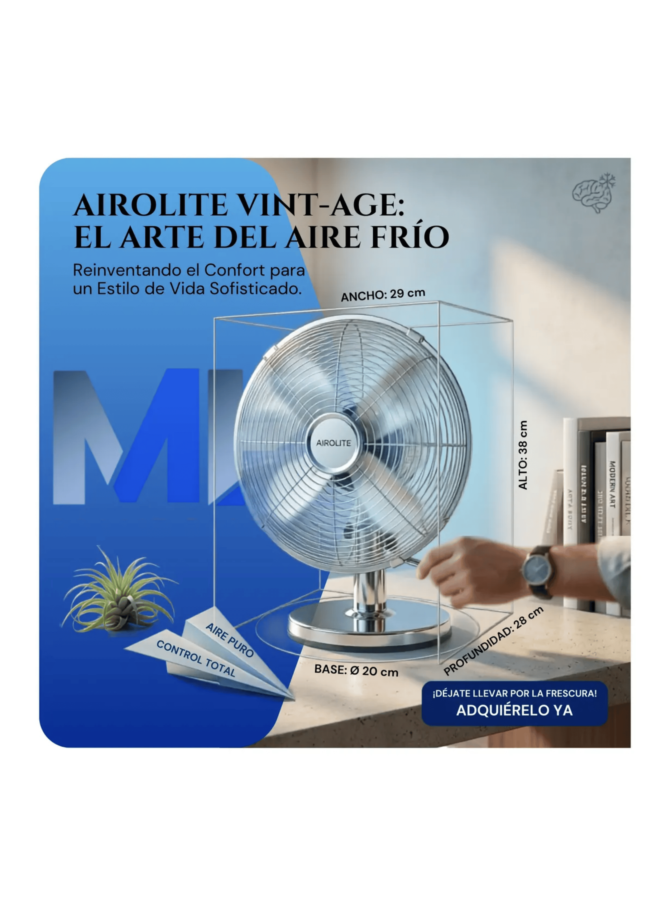 Ventilador Sobremesa 10 Pulgadas Airolite V10sm Metalico 30w-5
