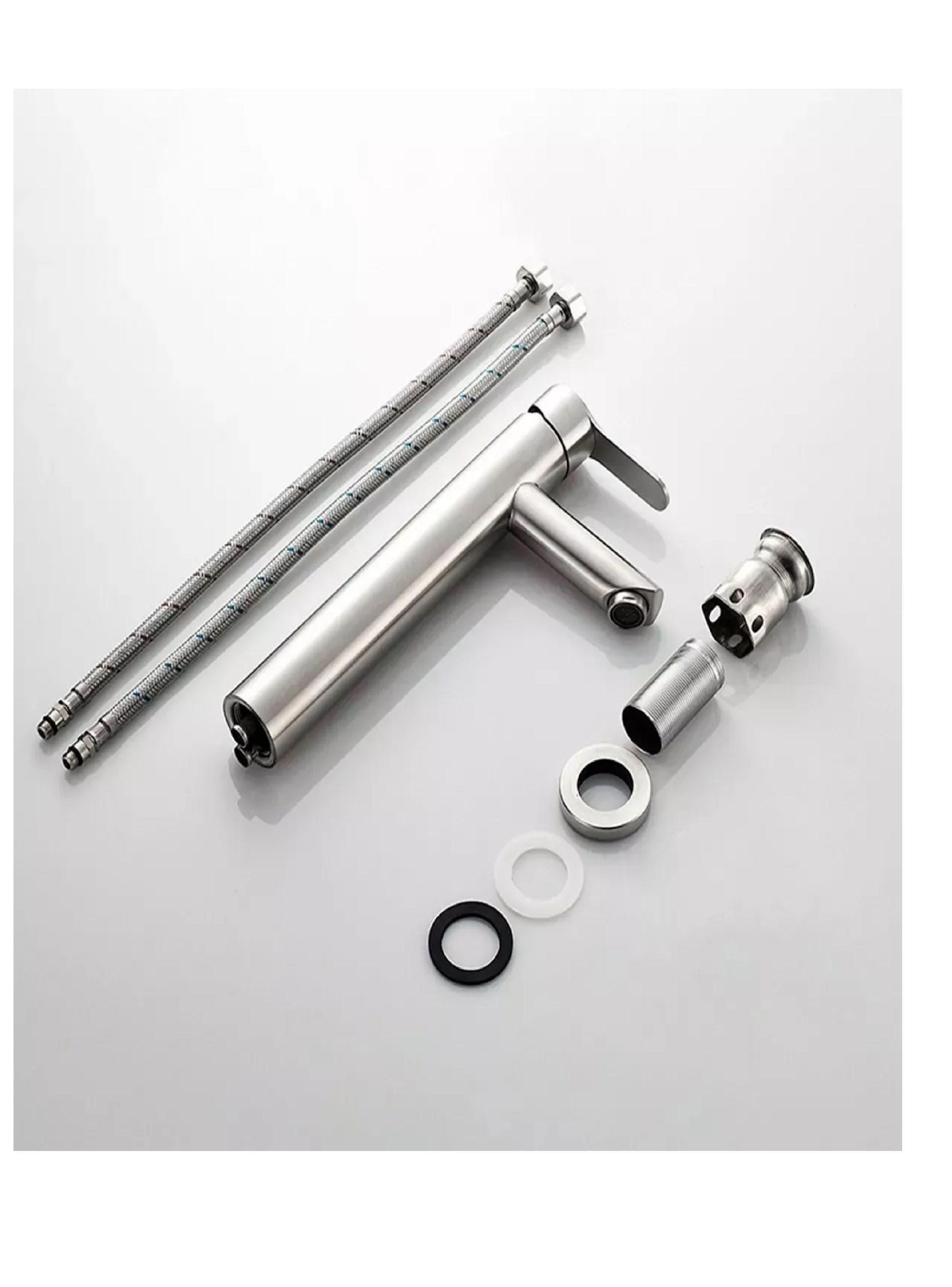Monomando Lavamanos Alto Moderno Inoxidable Taumm 31cm-4