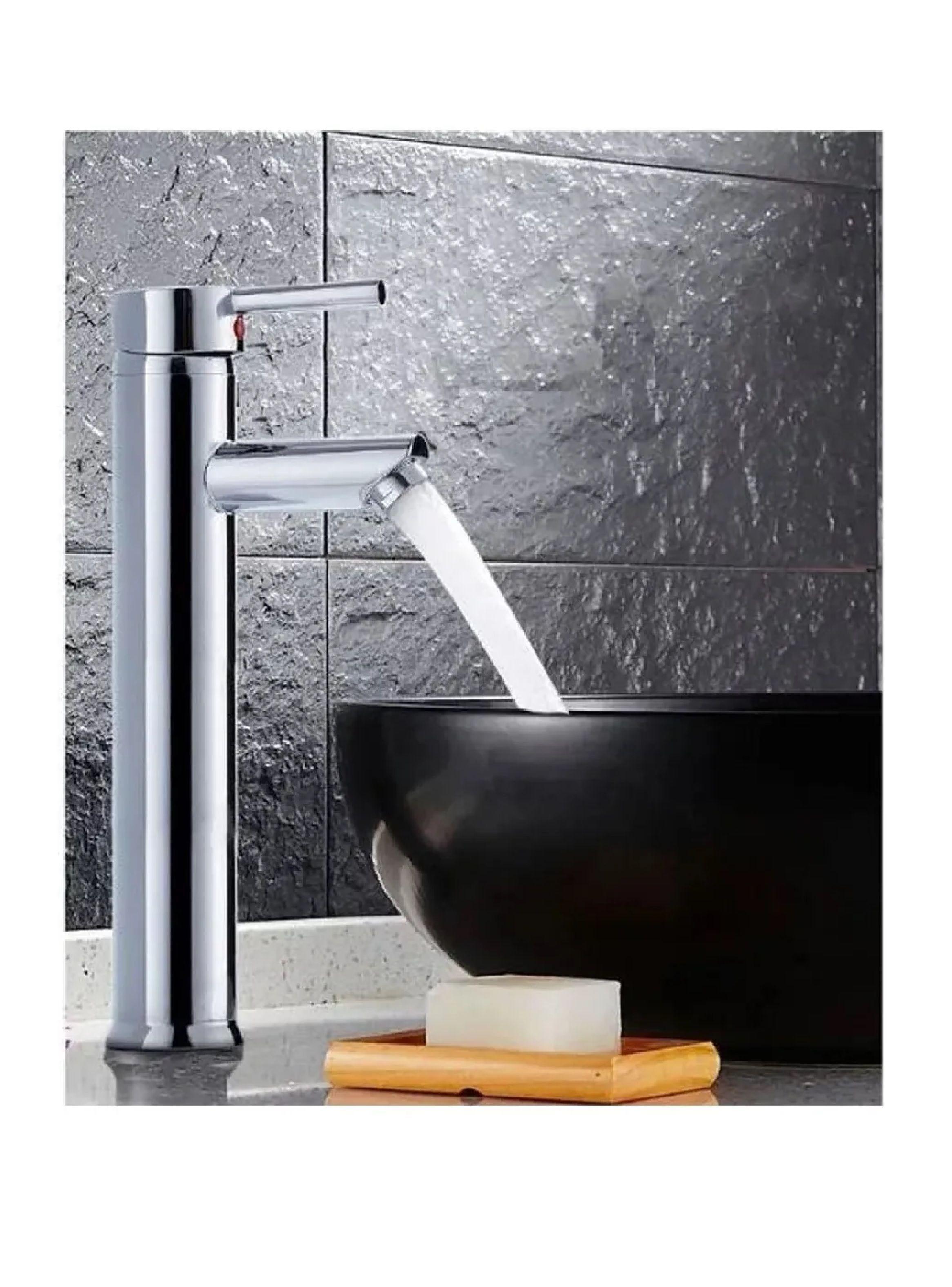 Monomando Lavamanos Alto Moderno Inoxidable Taumm 31cm-5