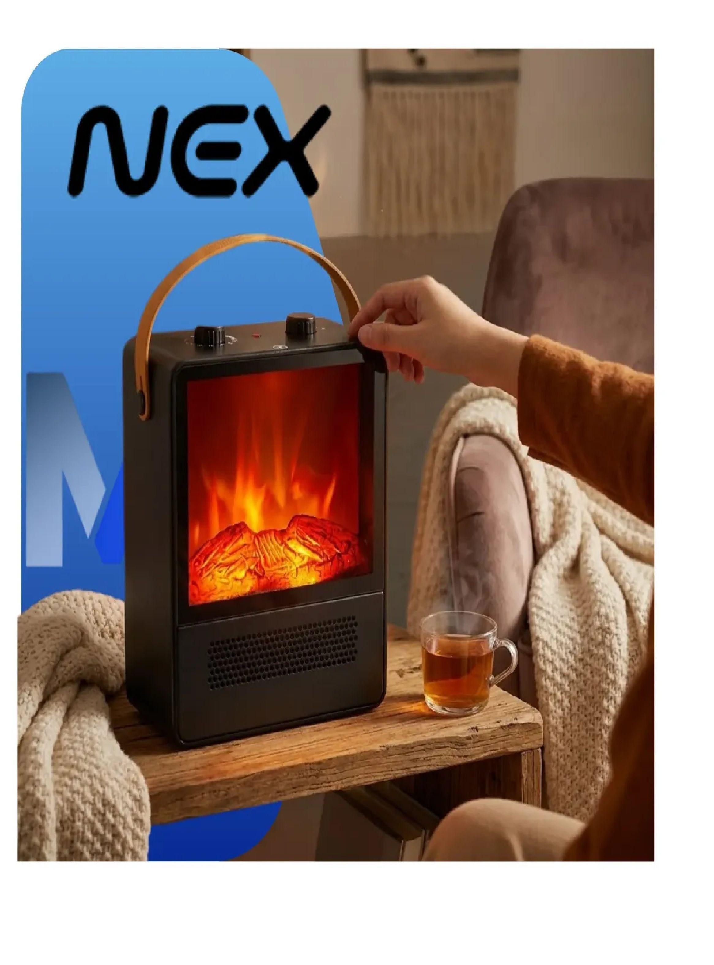 Calefactor Nex Efecto Chimenea 1800w Ceramico Portatil Negro-3