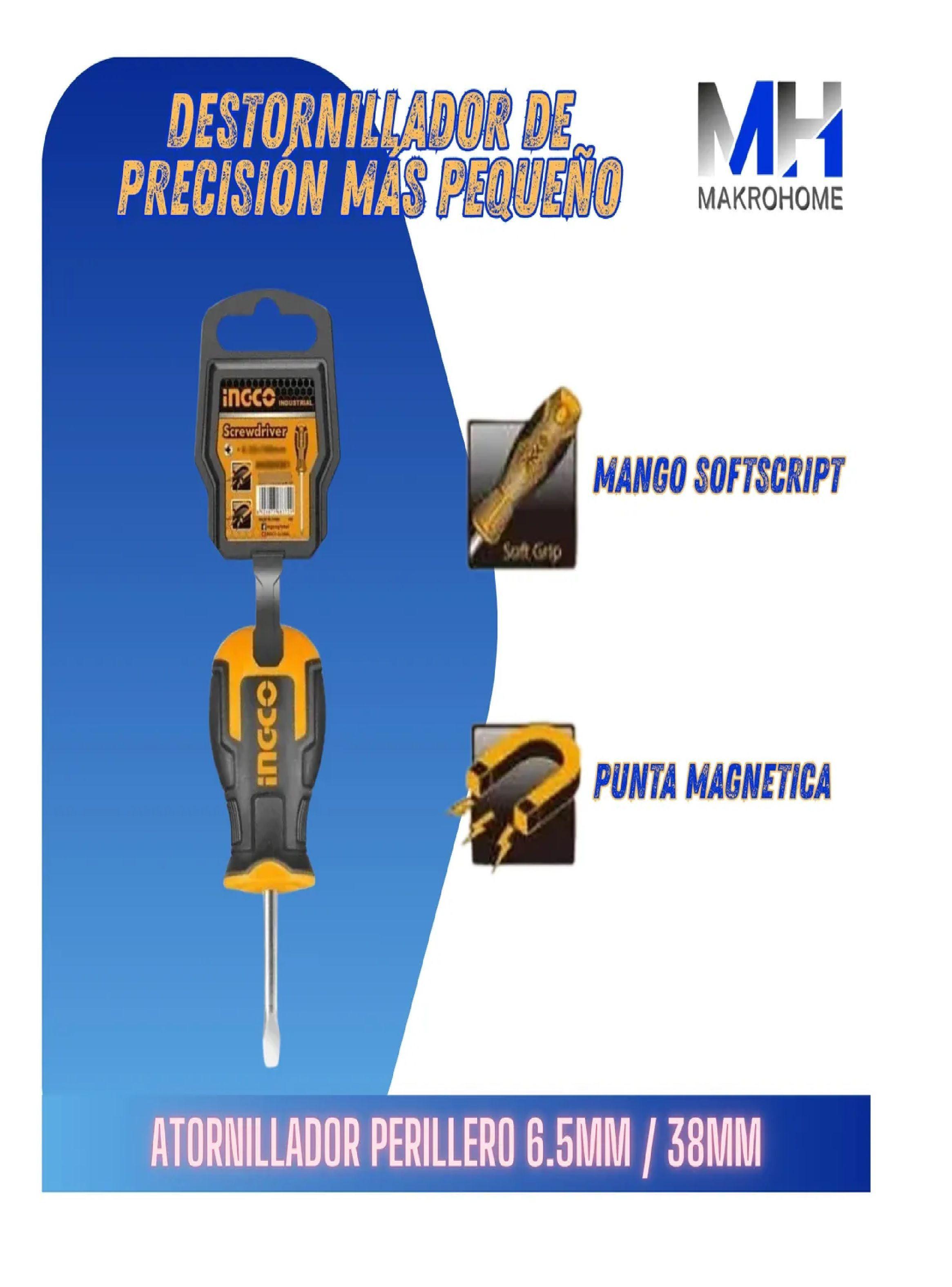 Destornillador Perillero Ingco 6.5mmx38mm Punta Plana Corta-2