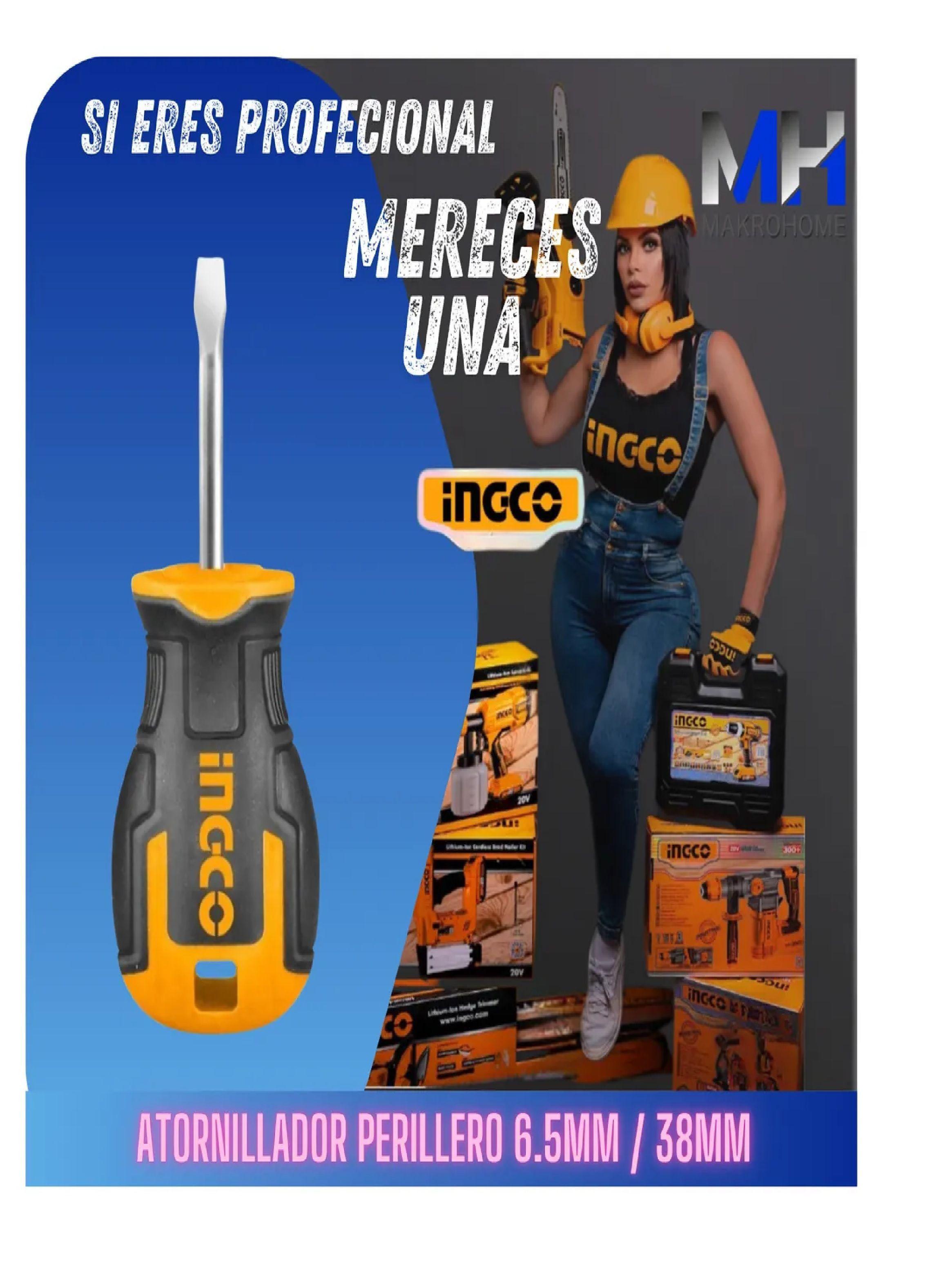 Destornillador Perillero Ingco 6.5mmx38mm Punta Plana Corta-4