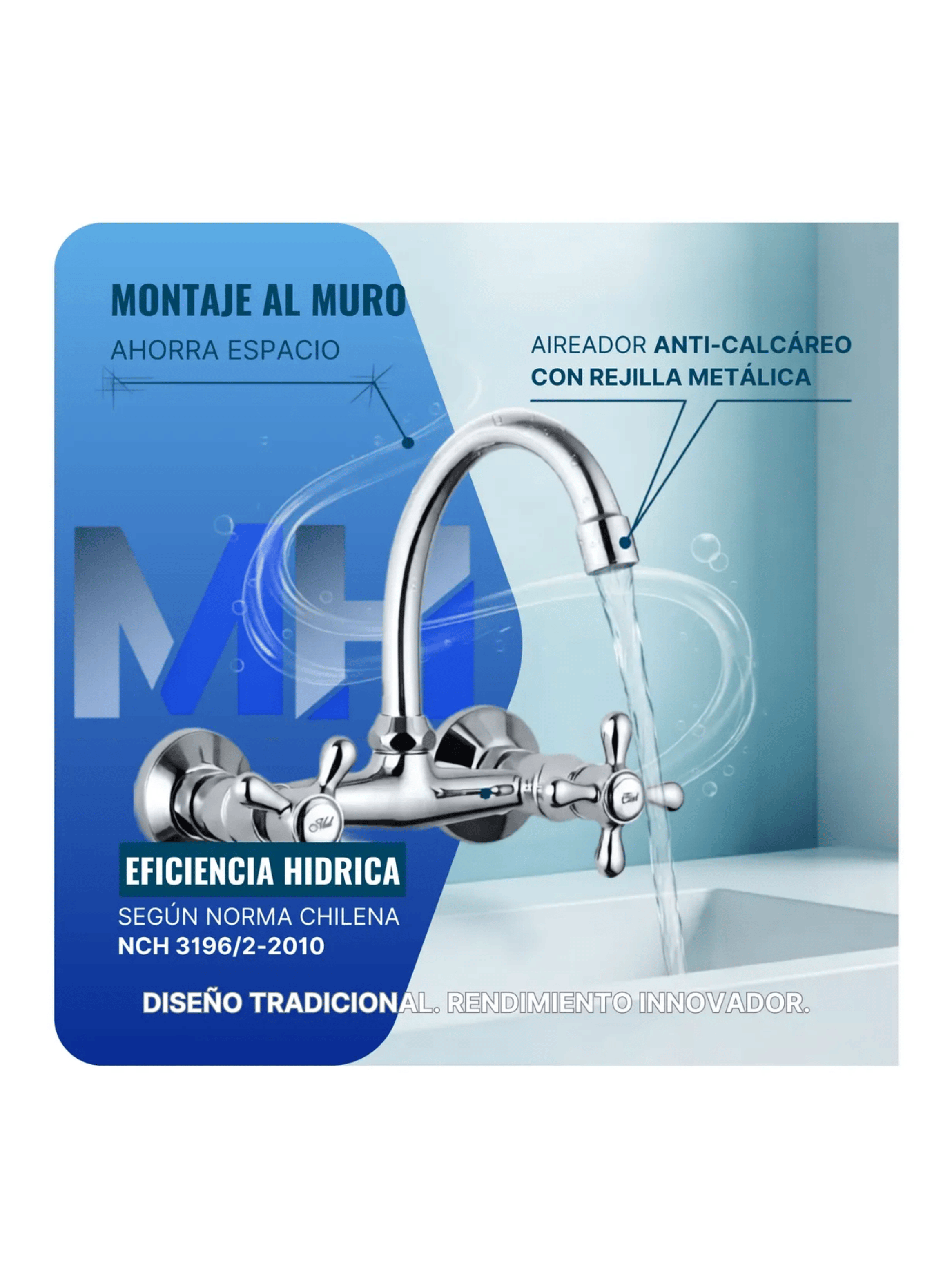 Grifer a Llave Lavaplatos Al Muro Aquakit Laguna Combinacion-2
