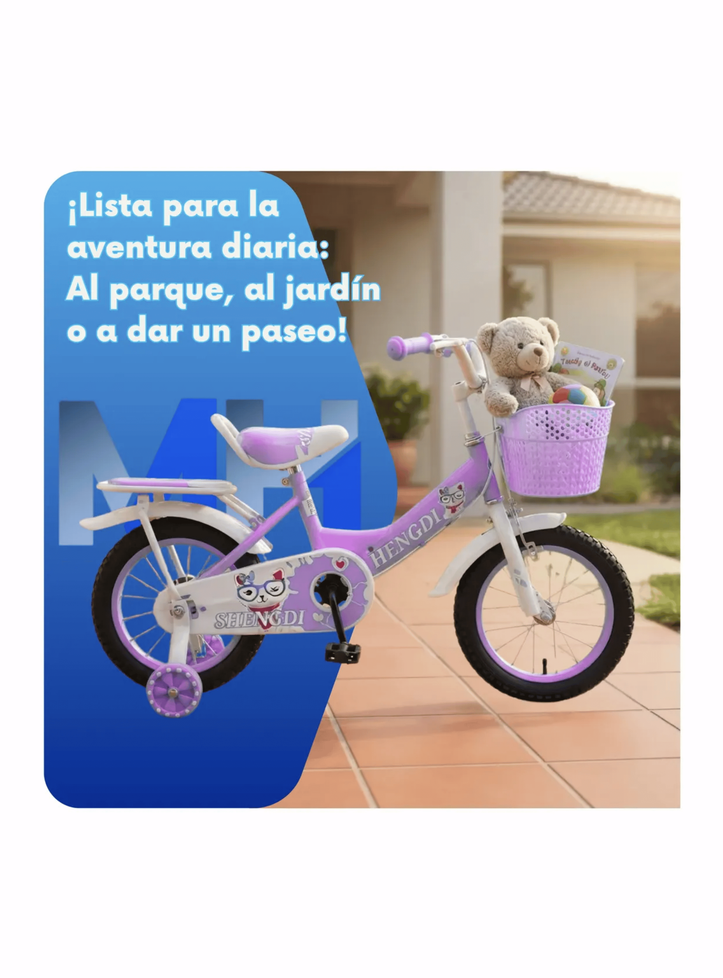 Bicicleta Infantil Con Rueditas Aro 12 Aro 16 Aro 20 Canasto-3