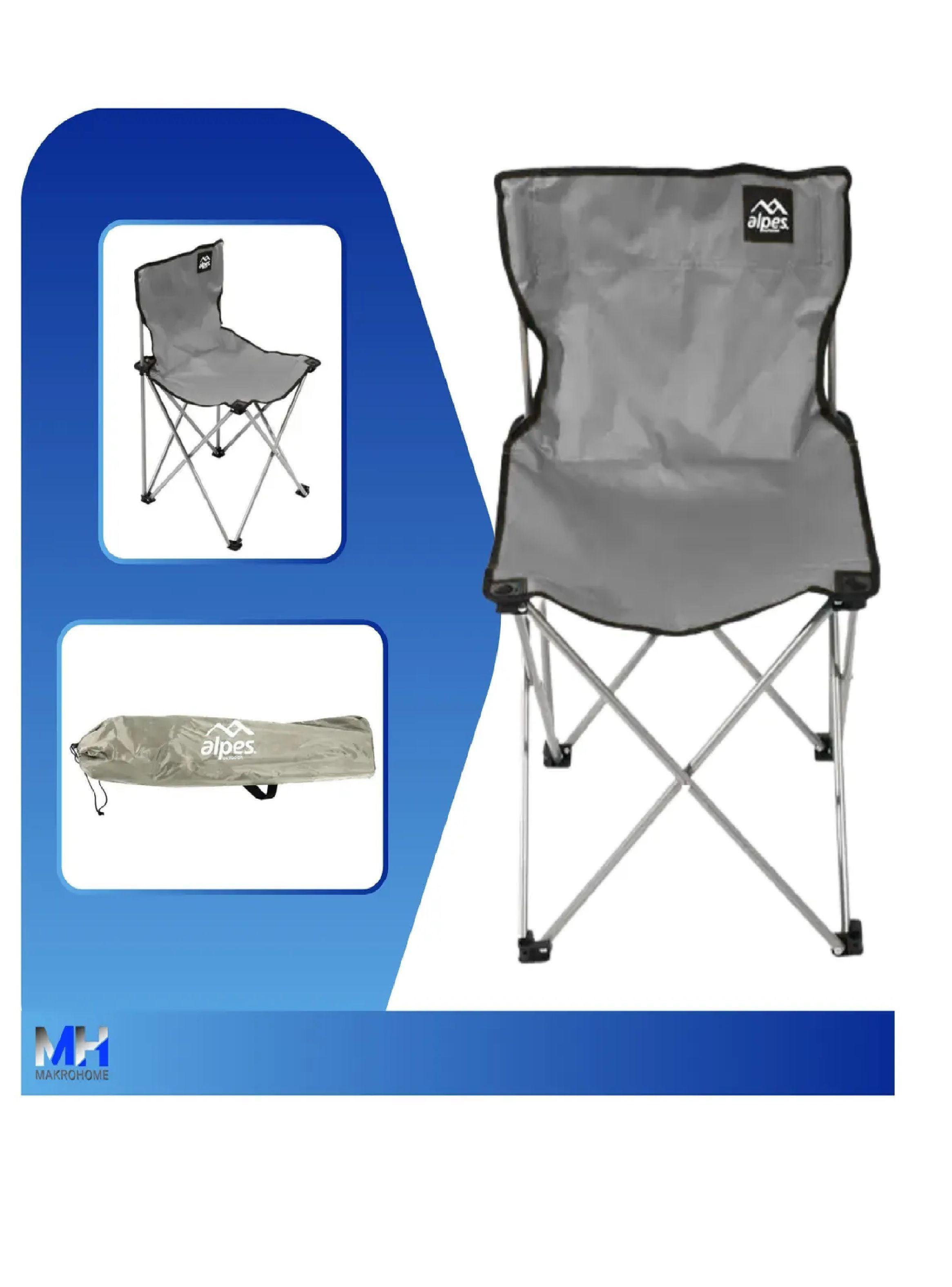 Silla De Camping Alpes 45x45x70cm Maxima Comodidad Gris-2