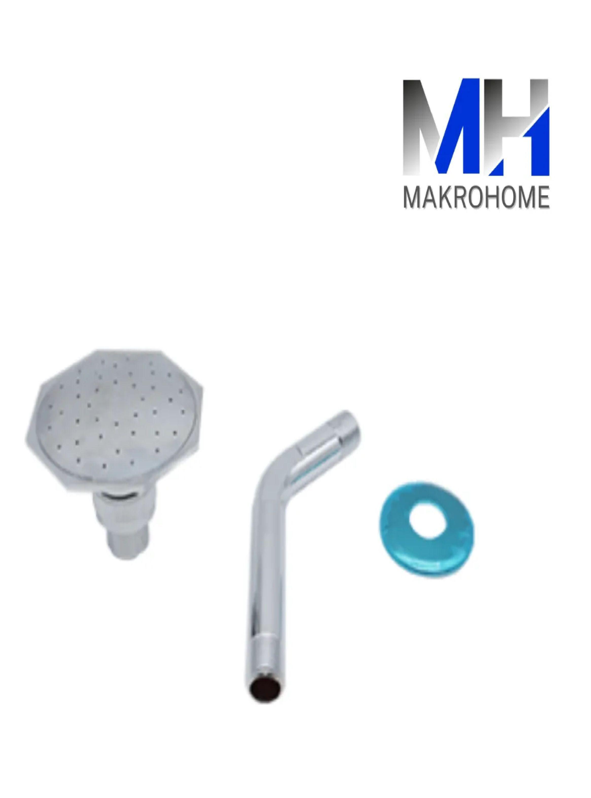 Ducha Fija Cabeza Hexagonal Cromada Con Brazo Metalico-2