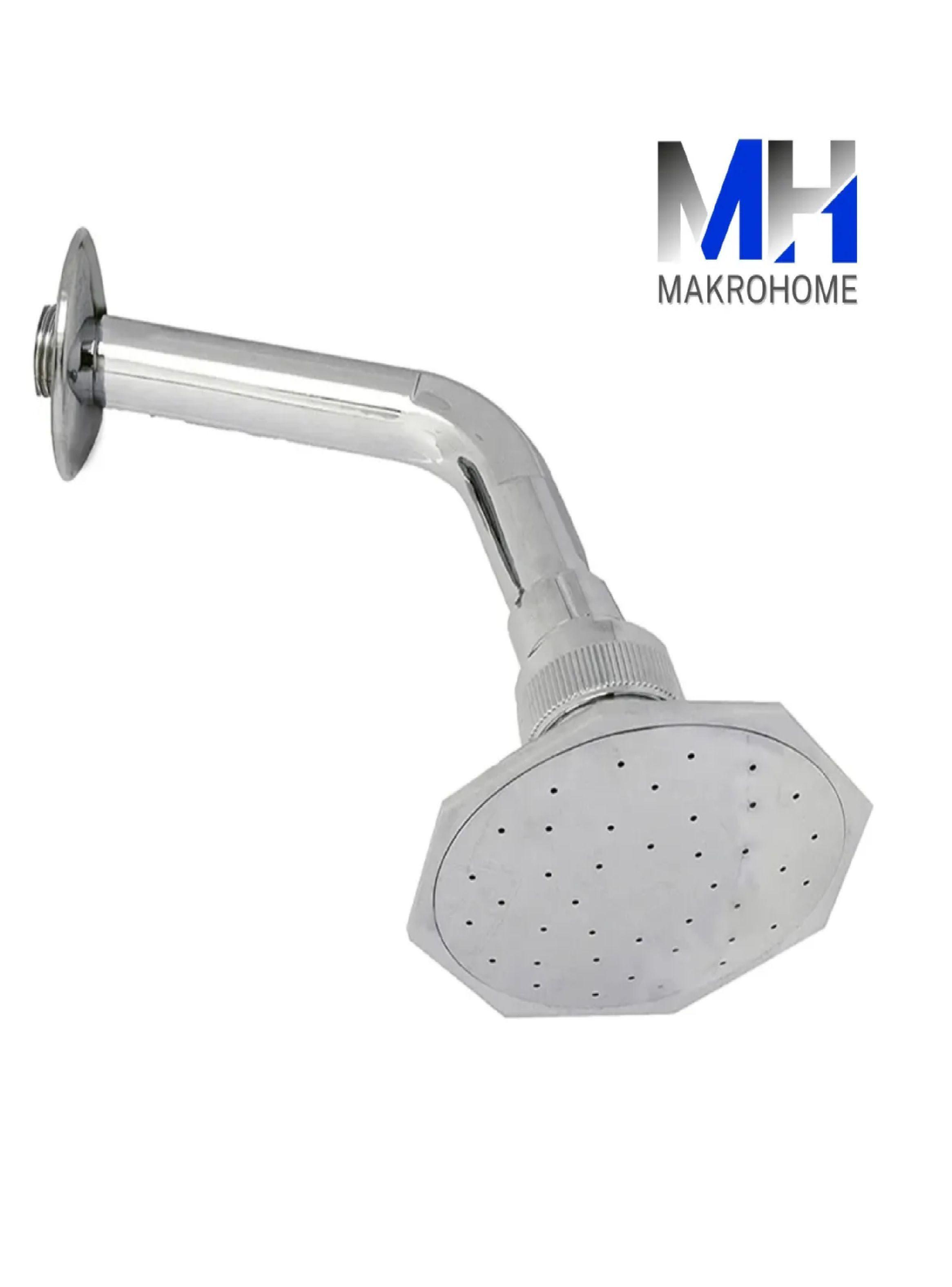 Ducha Fija Cabeza Hexagonal Cromada Con Brazo Metalico-4