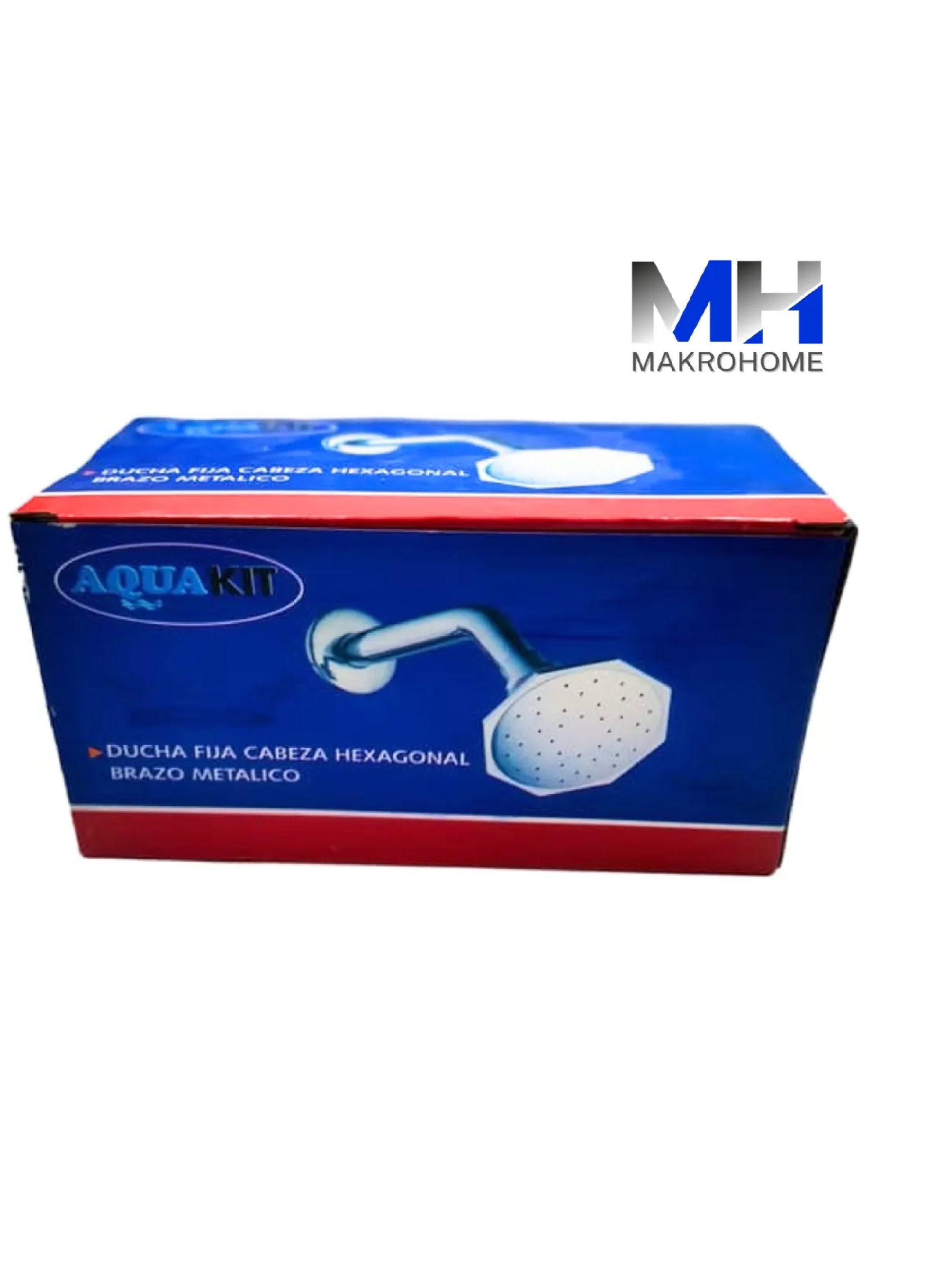 Ducha Fija Cabeza Hexagonal Cromada Con Brazo Metalico-5