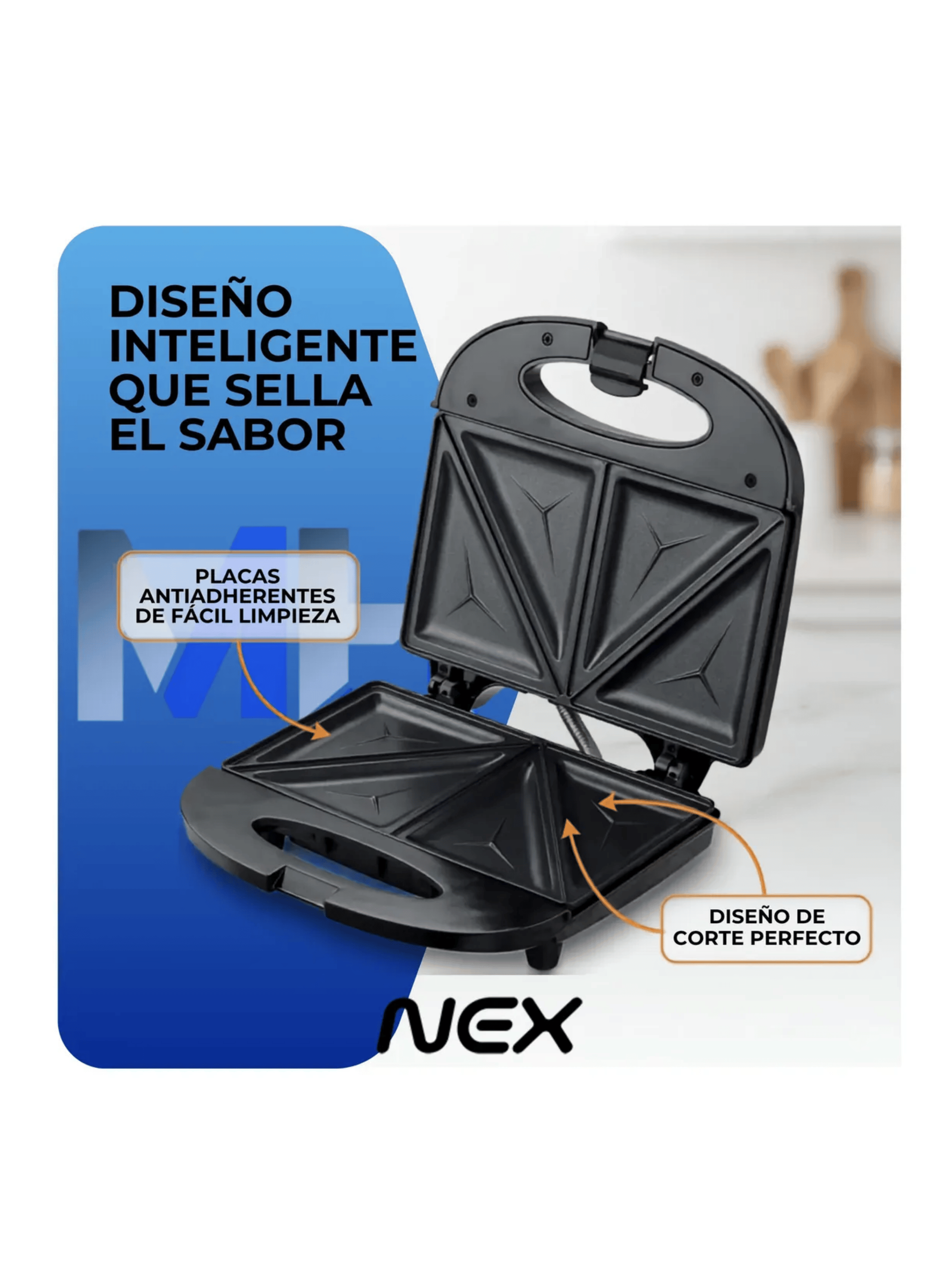 Sandwichera El ctrica Nex Sw14530 Negro Tostador De Pan-2