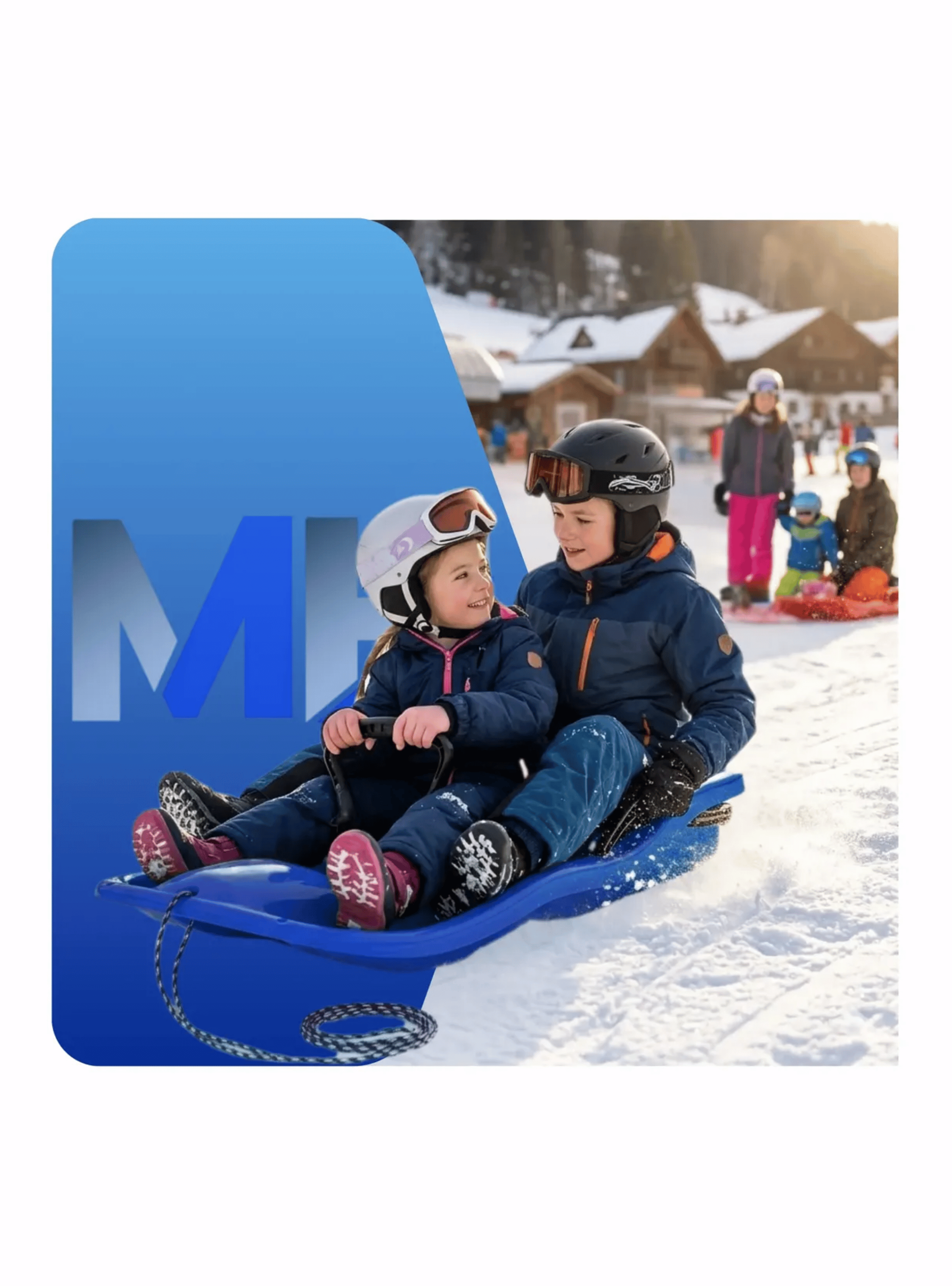 Trineo Para Nieve Reforzado Con Frenos Adultos Y Ni os Azul-3