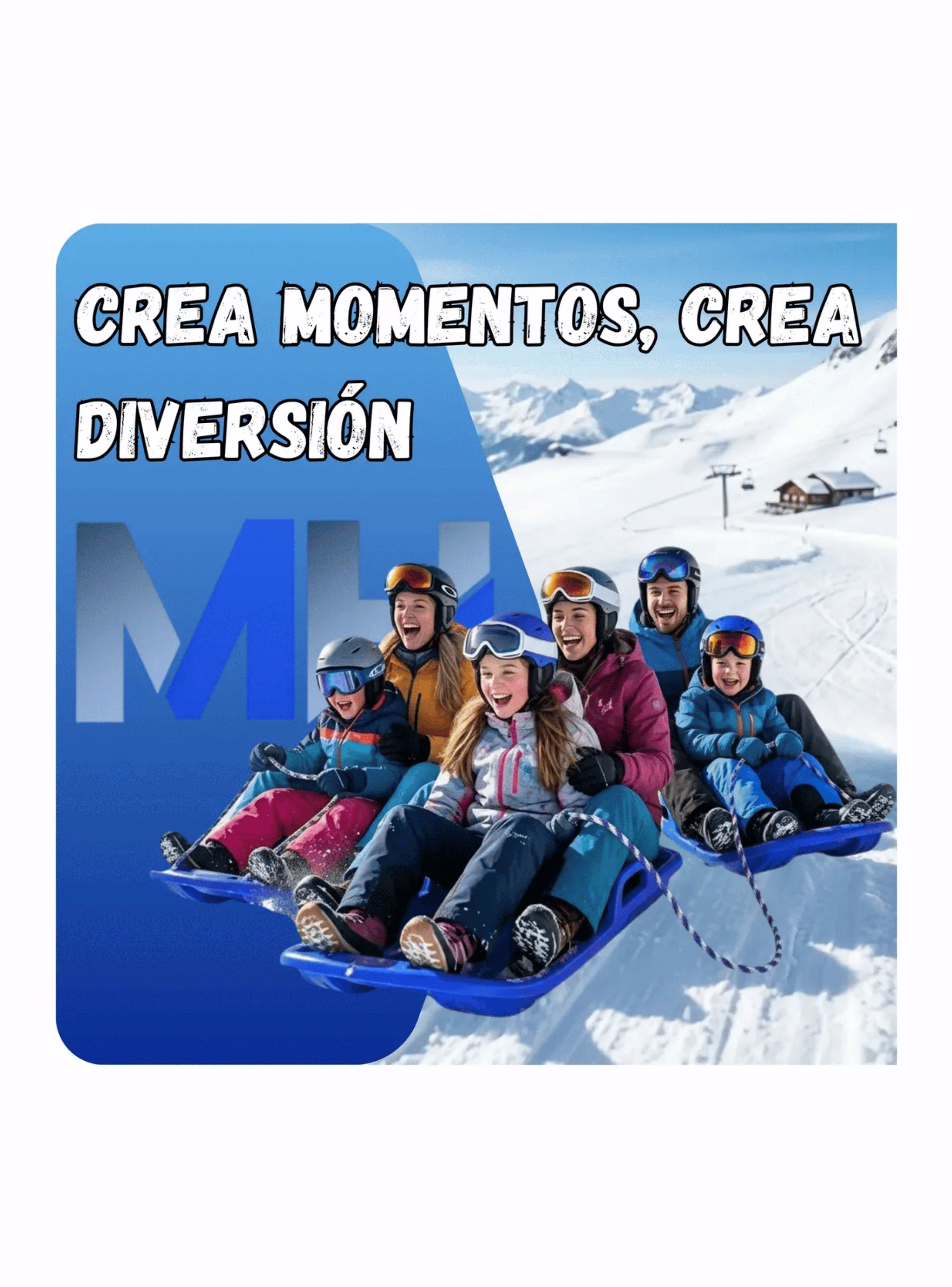 Trineo Para Nieve Reforzado Con Frenos Adultos Y Ni os Azul-4