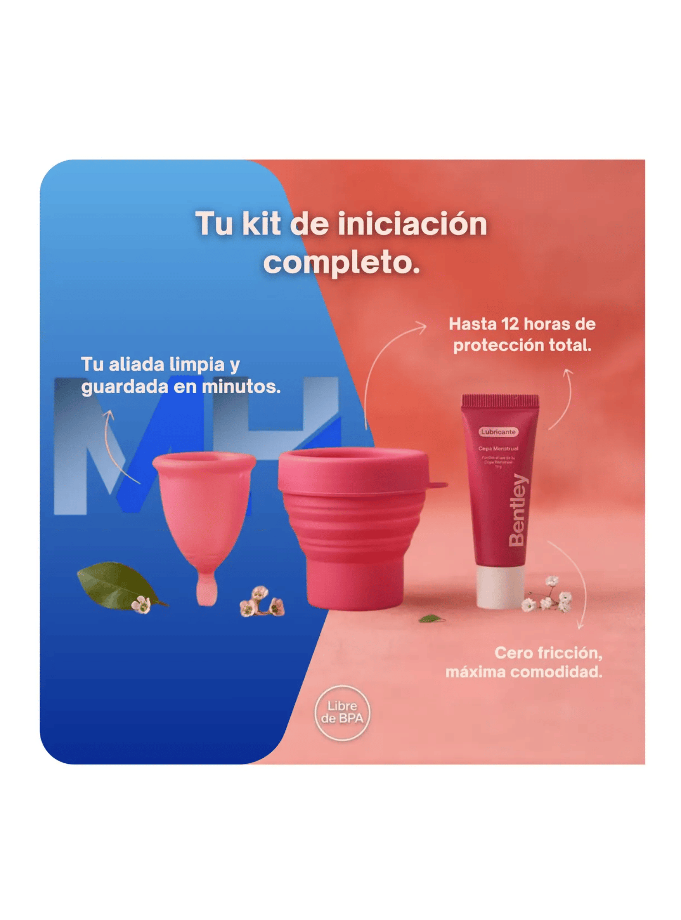 Kit Copa Menstrual Bentley Vaso Esterilizador Gel Lubricante L-2