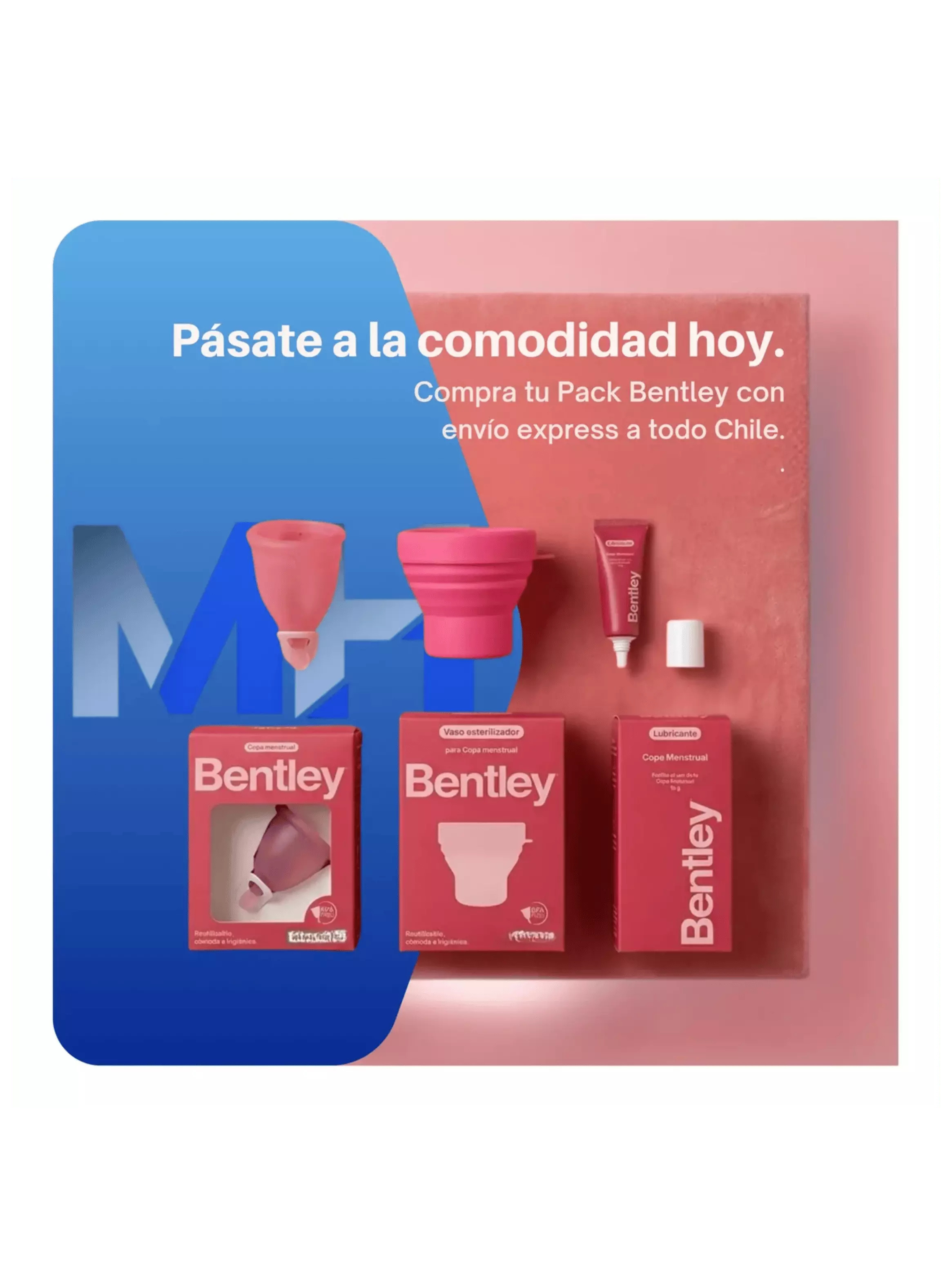 Kit Copa Menstrual Bentley Vaso Esterilizador Gel Lubricante L-3