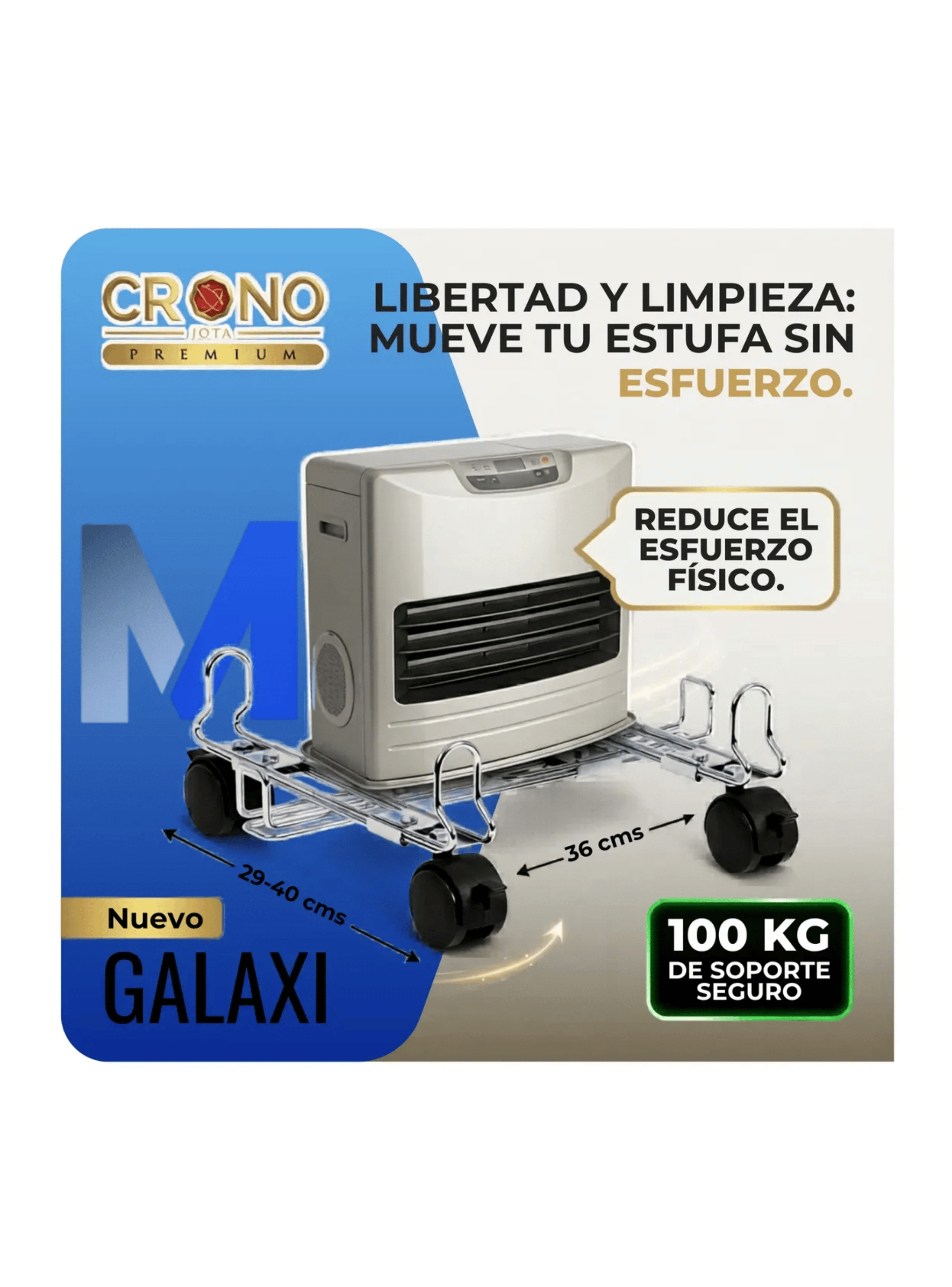 Base Ajustable Y Regulable Para Estufa Cromada Con Ruedas-2