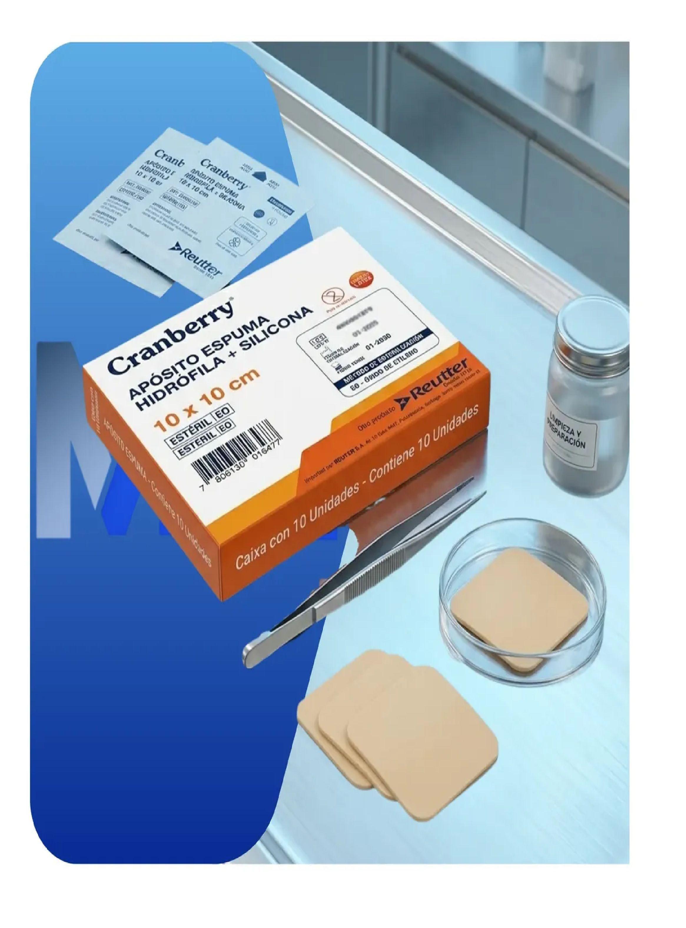 Aposito Espuma Hidrofila + Silicona 10x10 Cranberry Pack X10-2