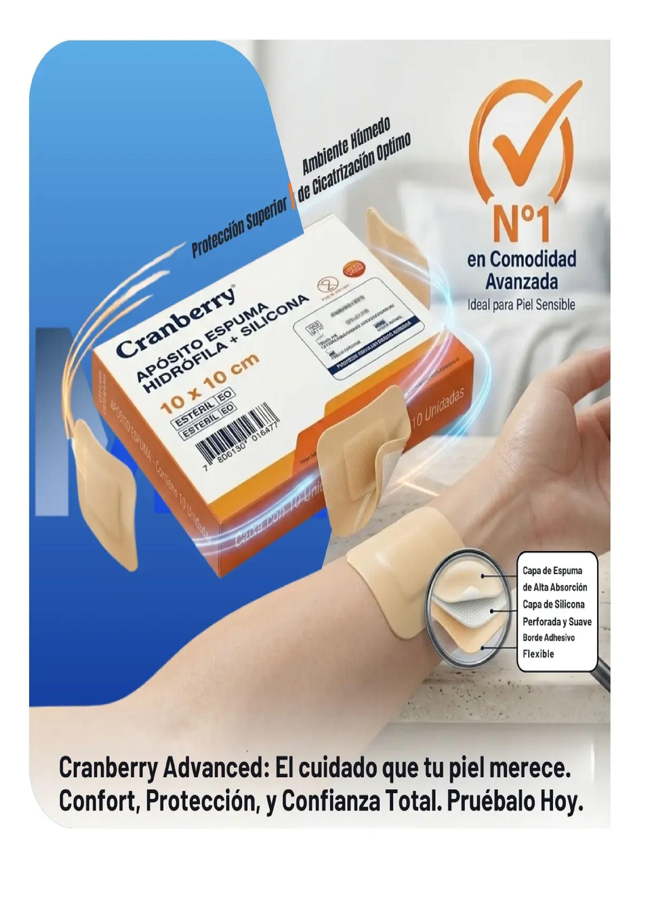 Aposito Espuma Hidrofila + Silicona 10x10 Cranberry Pack X10-4