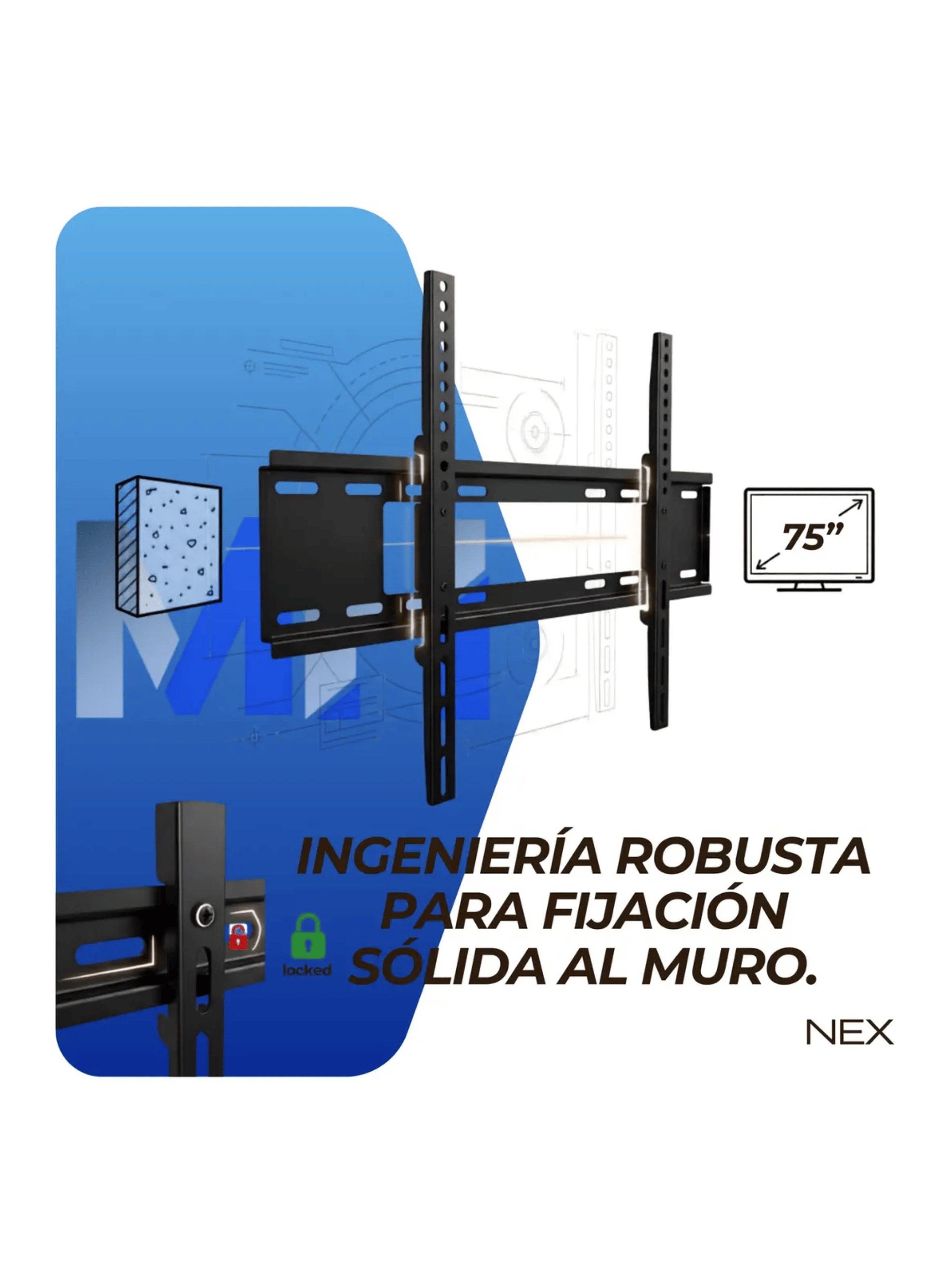 Soporte Tv 37 A 75 Pulgadas Nex Fijo Hasta 45kg Vesa 600x400-3